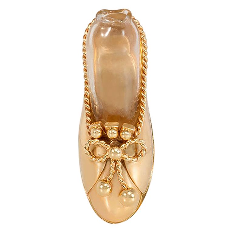 Attributed to Paul Flato Retro Gold Shoe Posy Brooch