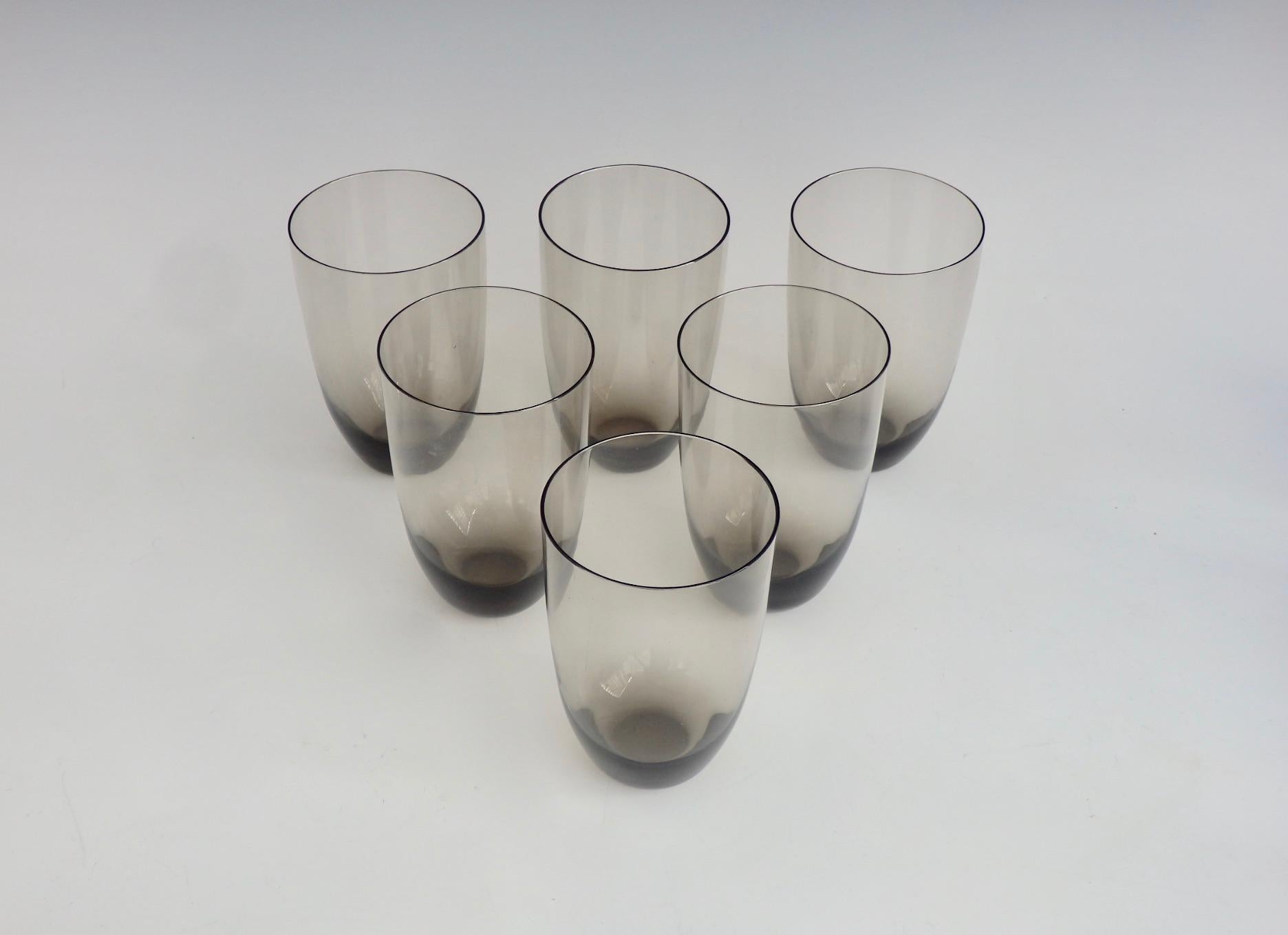 Danish Attributed to Per Lutken for Holmegaard Six Cocktail or Water Glasses For Sale