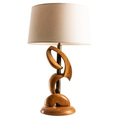Attributed to Philip Heifetz Sculptural Wood Table Lamp, Mid-Century Vintage Attributed to Philip Heifetz Sculptural Wood Table Lamp, Mid-Century