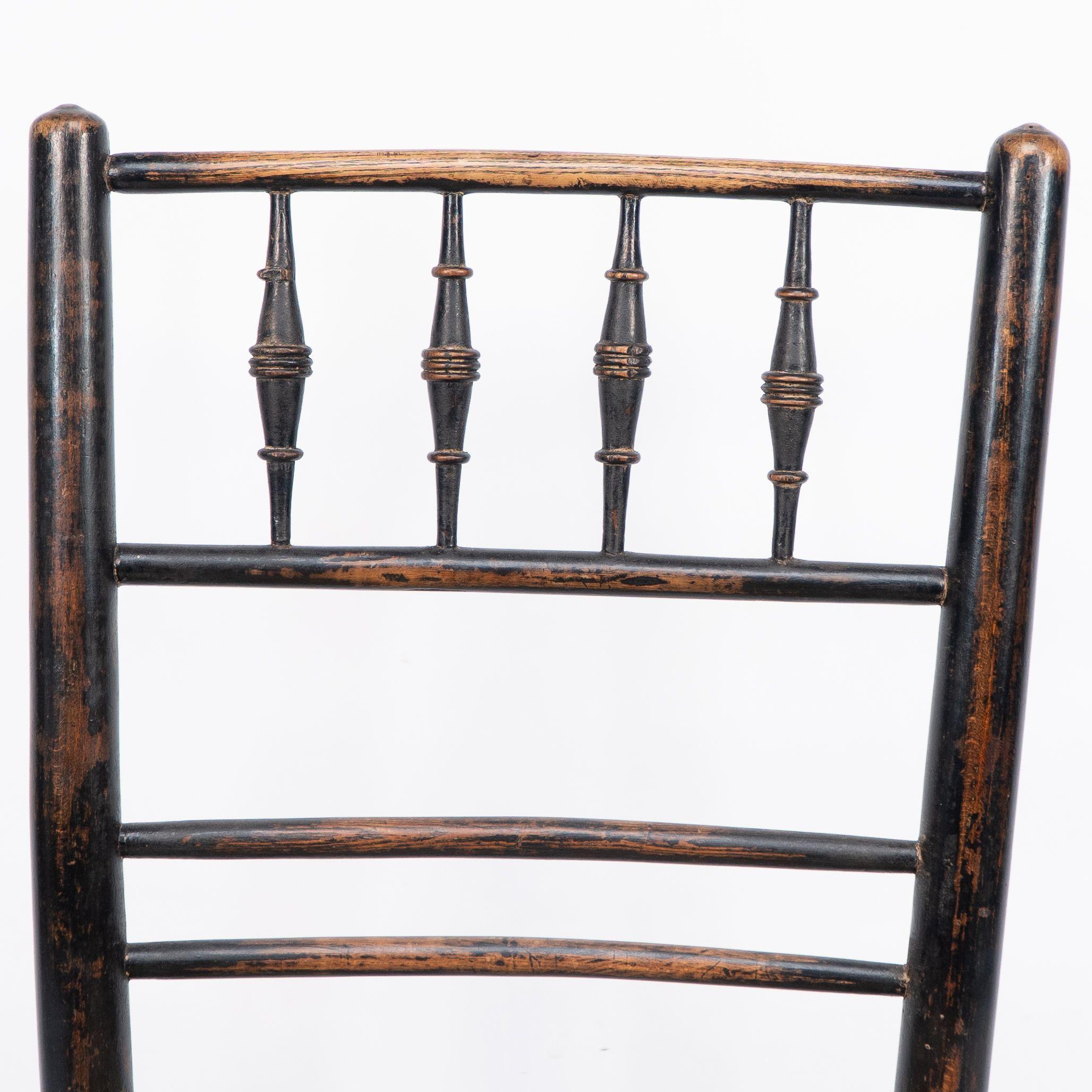 Giunco Attribuita a Philip Webb Aesthetic Movement sedia Sussex originale con seduta in giunco in vendita