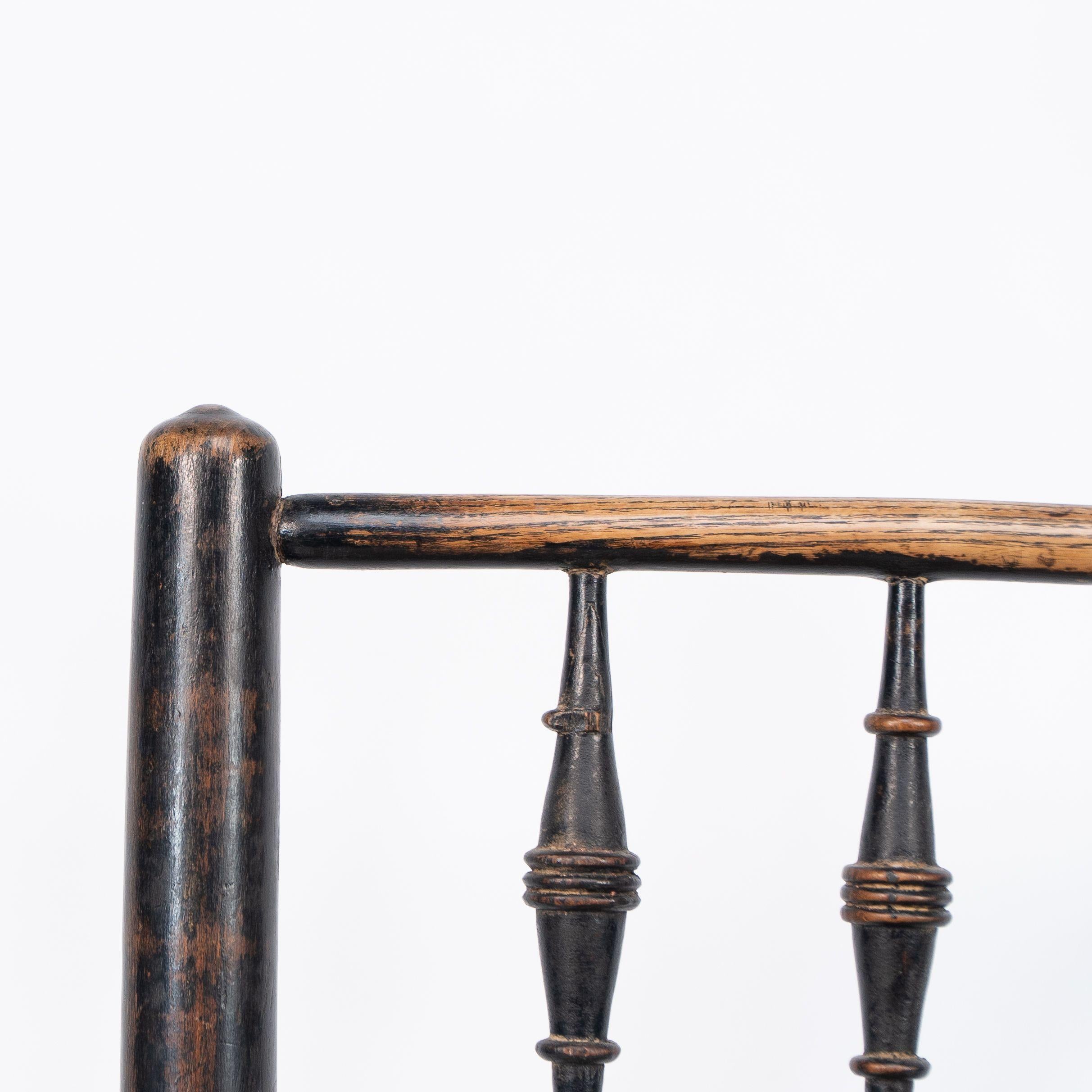 Attribuita a Philip Webb Aesthetic Movement sedia Sussex originale con seduta in giunco in vendita 1