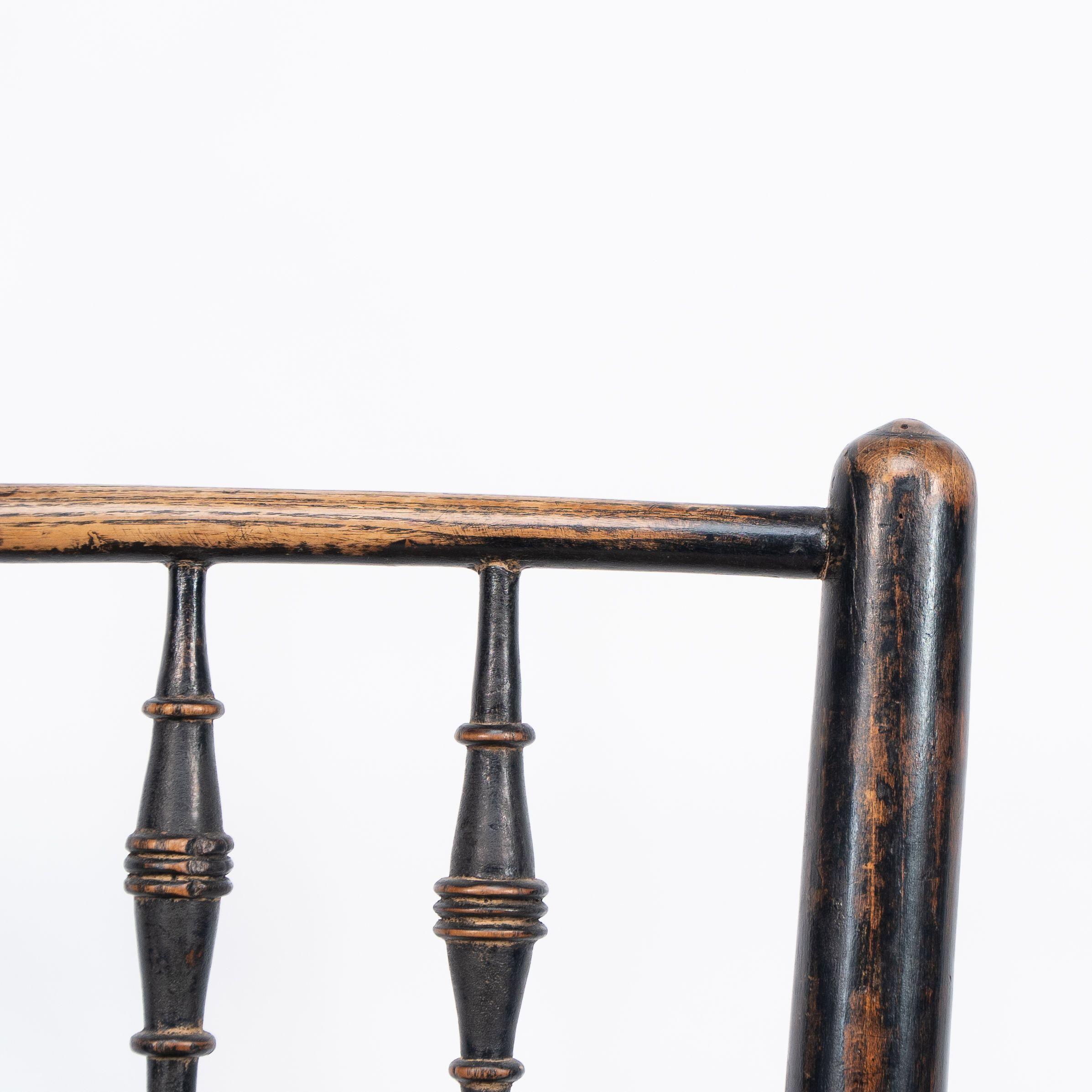 Attribuita a Philip Webb Aesthetic Movement sedia Sussex originale con seduta in giunco in vendita 2