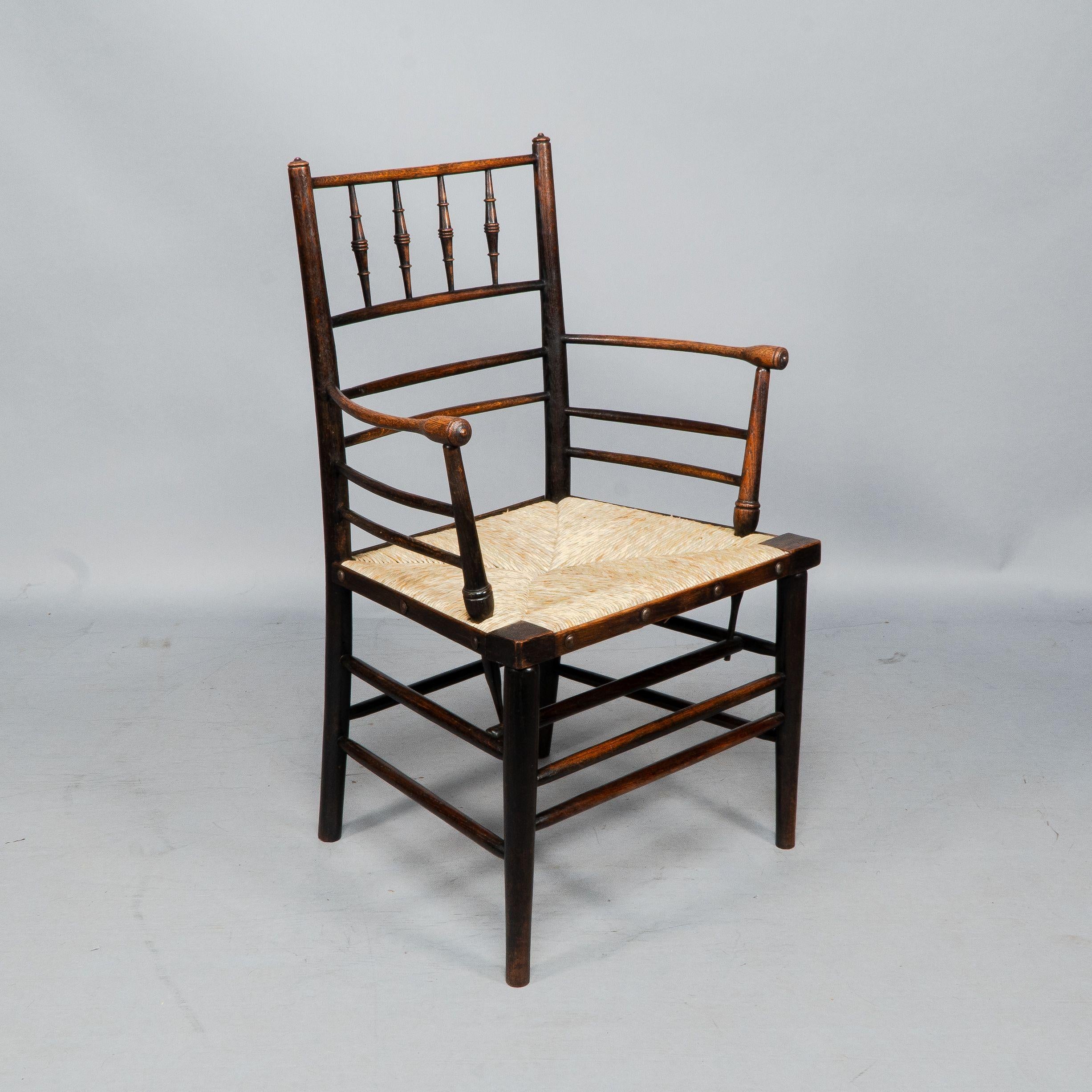 Attributed to Philip Webb Rare pair of large Sussex Armchairs, fully restored For Sale 3