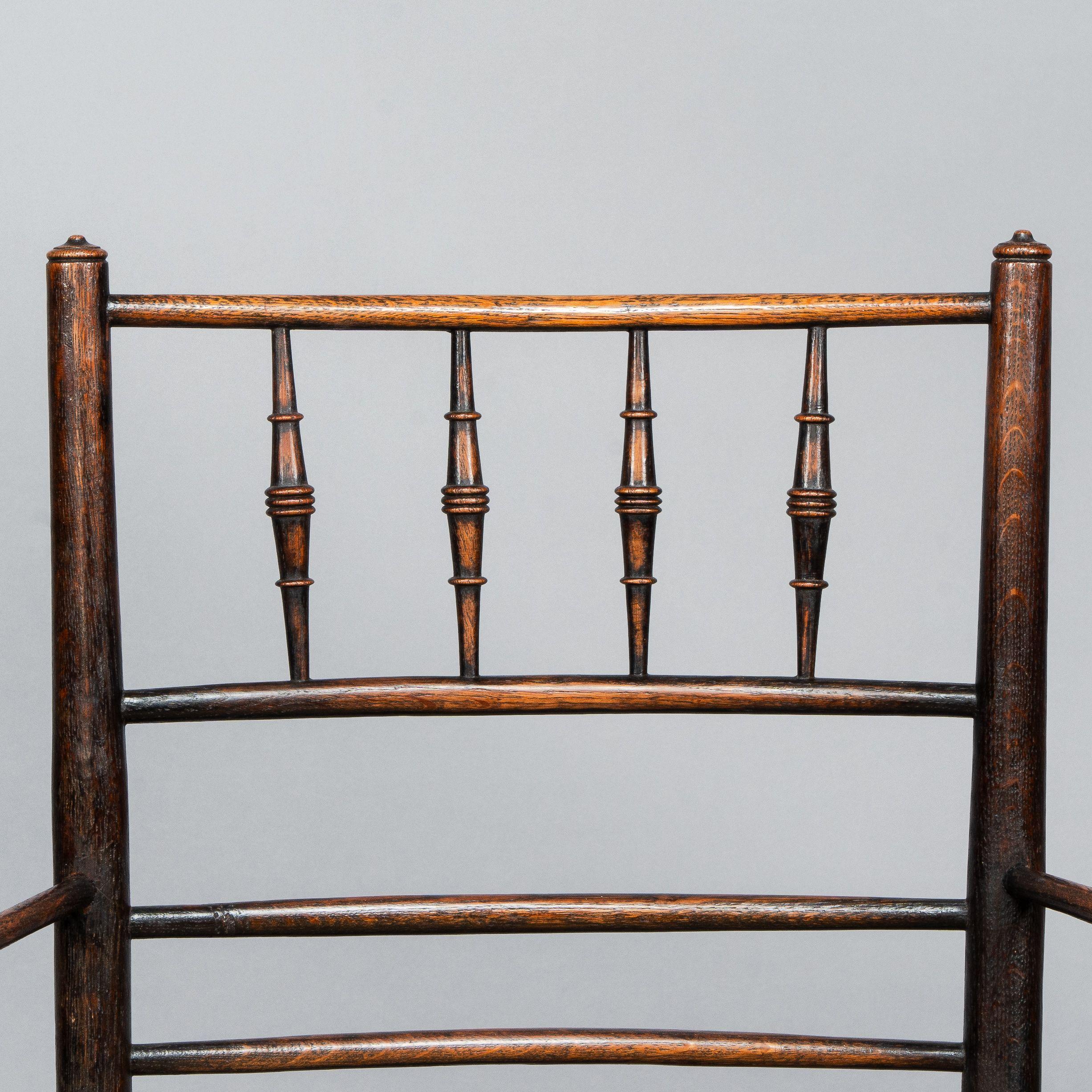 Attributed to Philip Webb Rare pair of large Sussex Armchairs, fully restored For Sale 5
