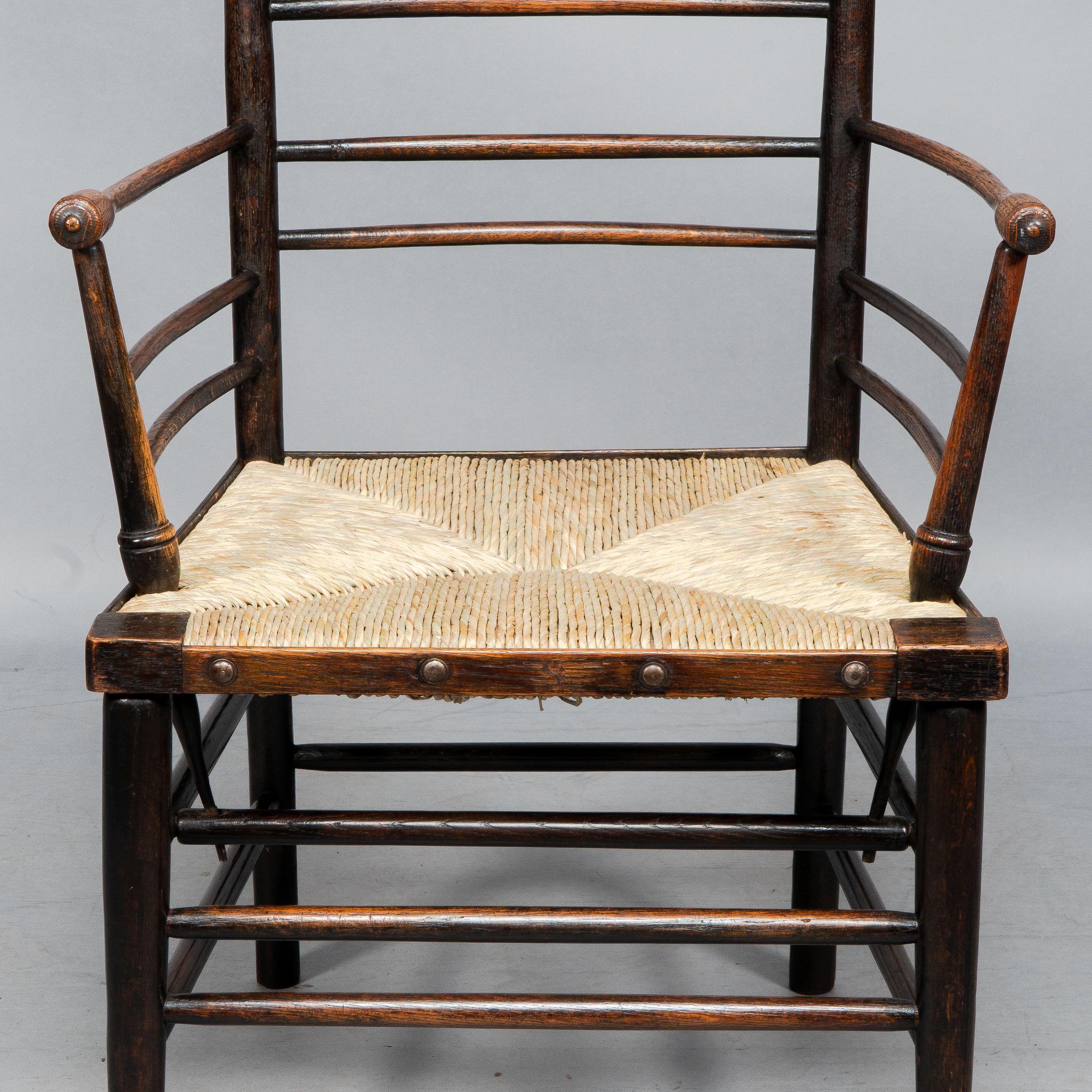 Attributed to Philip Webb Rare pair of large Sussex Armchairs, fully restored For Sale 6