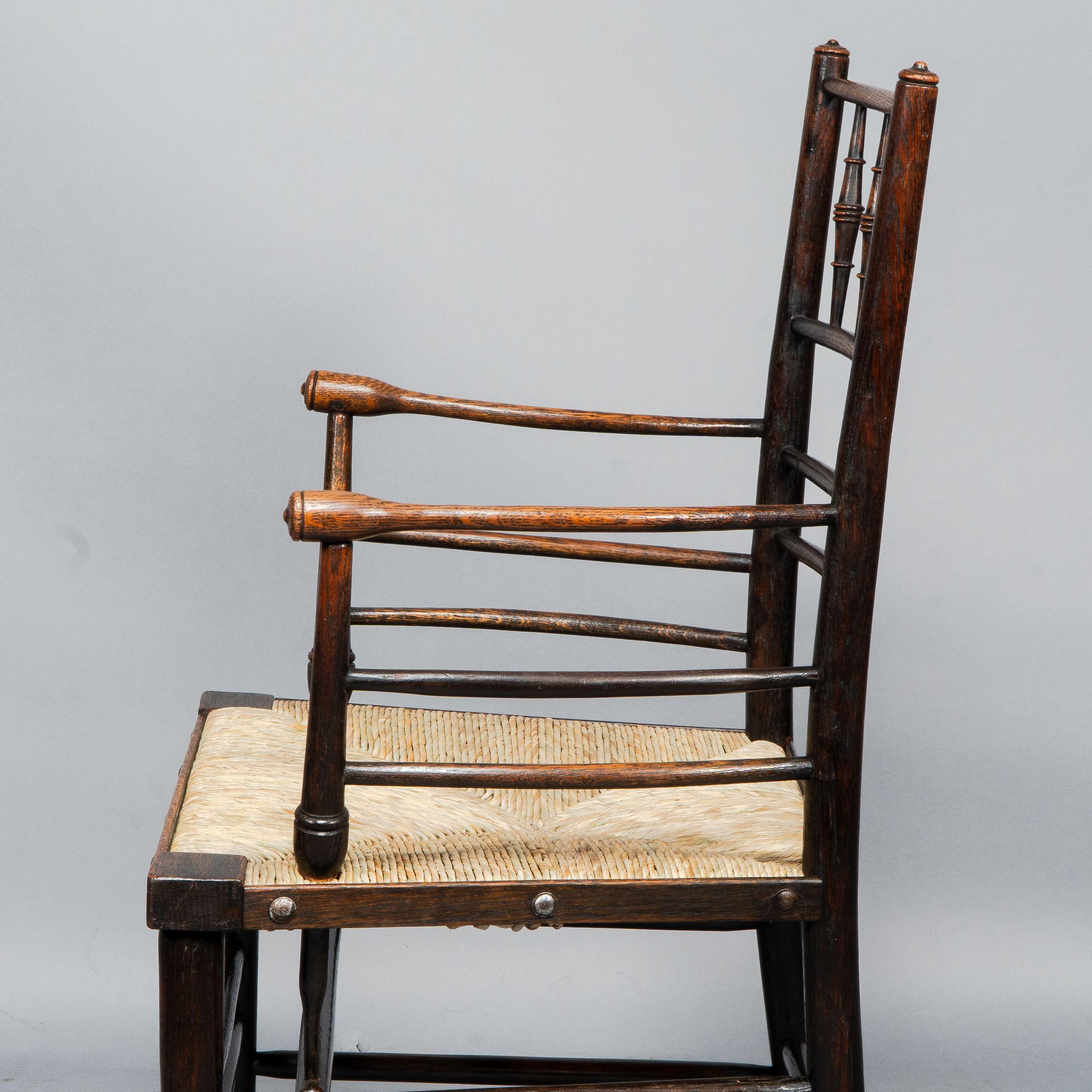 Attributed to Philip Webb Rare pair of large Sussex Armchairs, fully restored For Sale 10