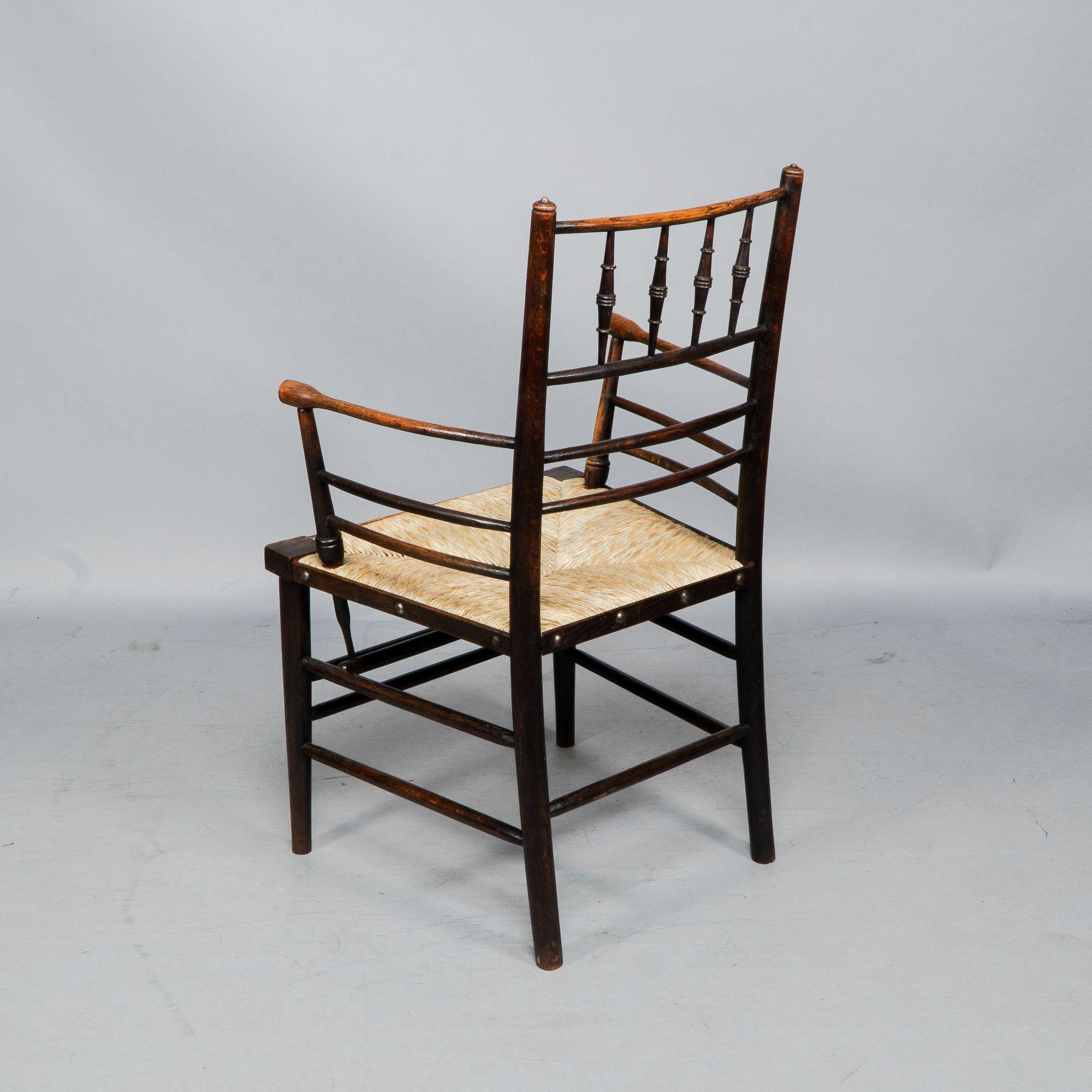 Late 19th Century Attributed to Philip Webb Rare pair of large Sussex Armchairs, fully restored For Sale