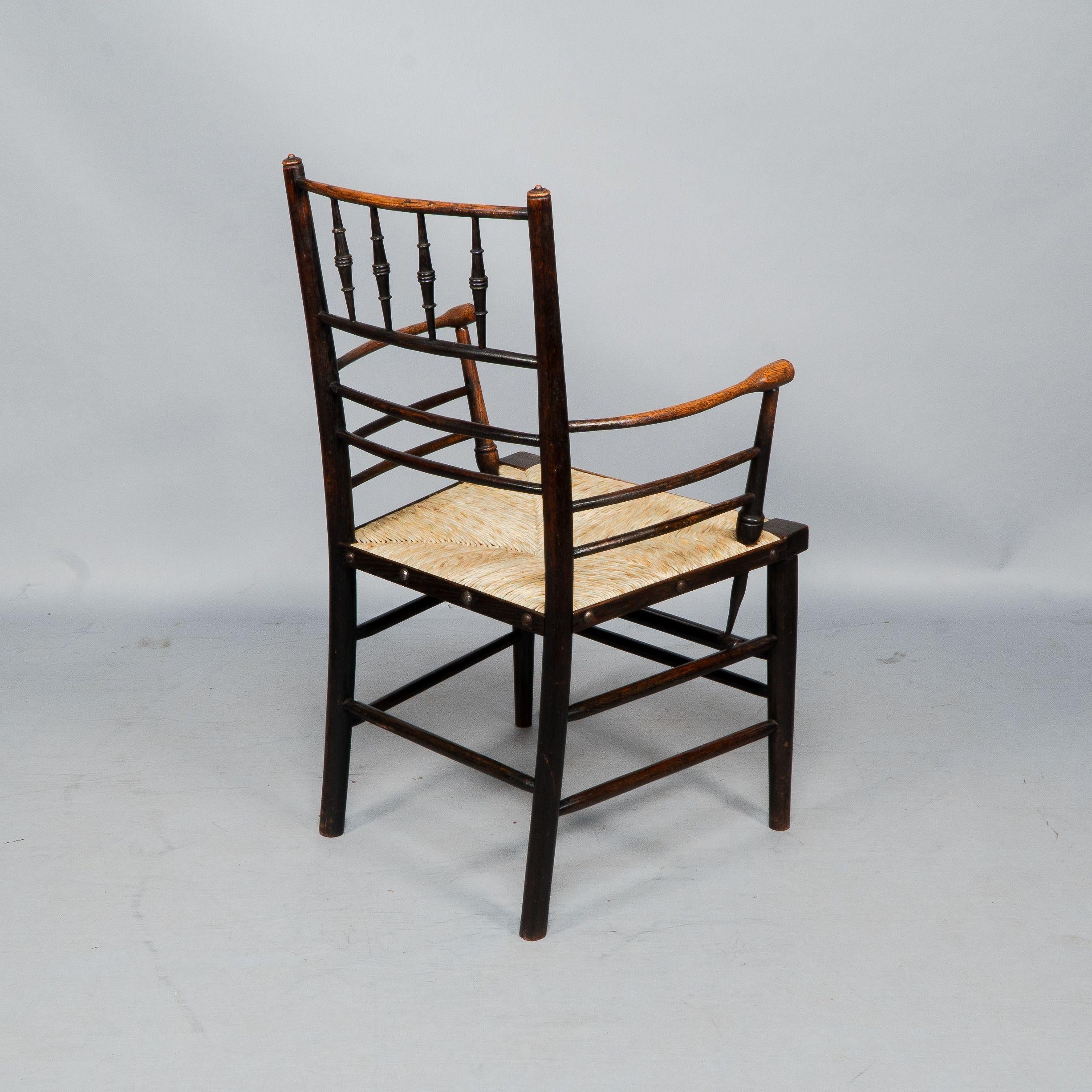 Attributed to Philip Webb Rare pair of large Sussex Armchairs, fully restored For Sale 1