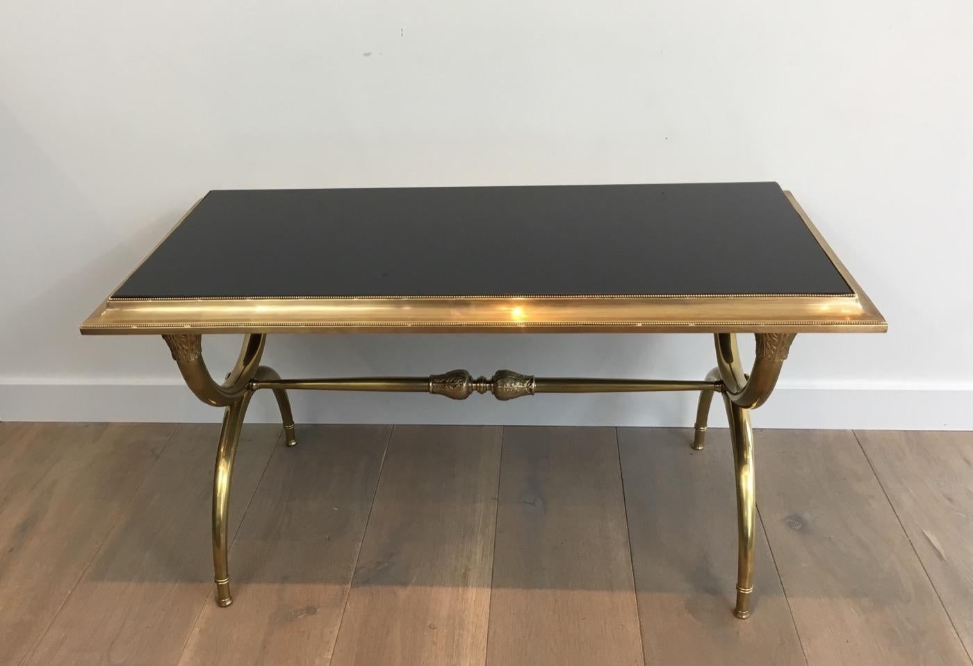 Attributed to Raymond Subes, Neoclassical Bronze and Bass Coffee Table For Sale 9