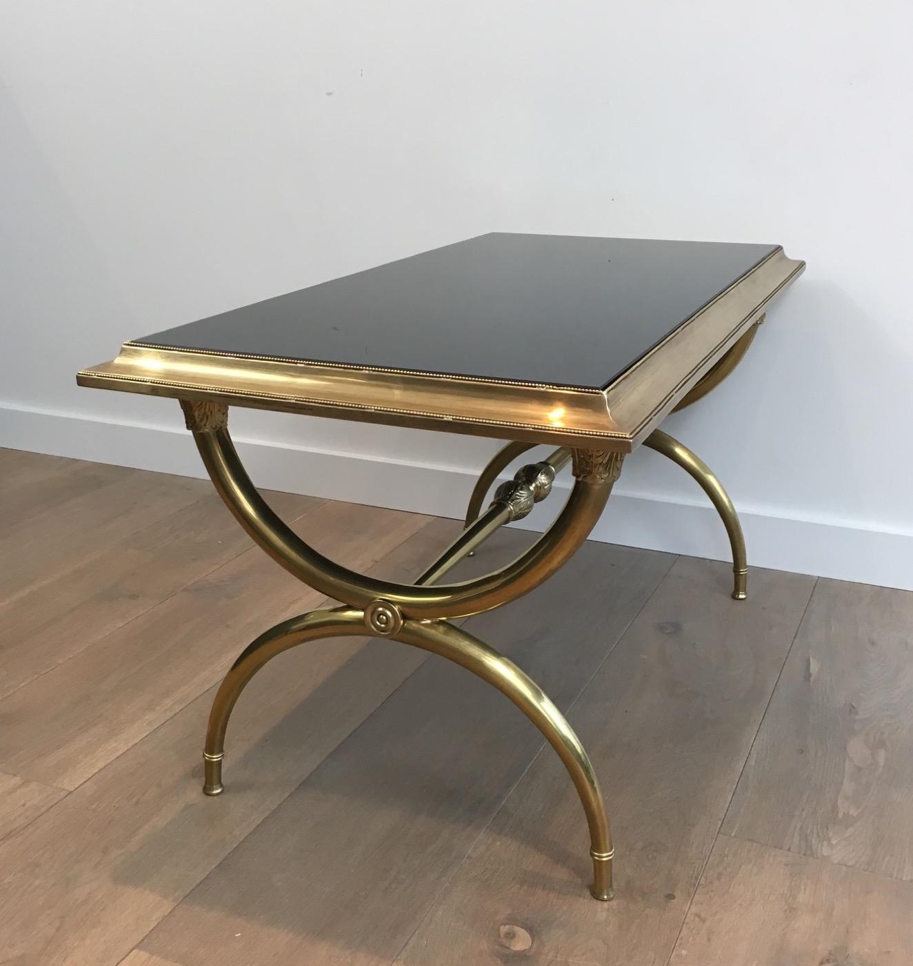 Attributed to Raymond Subes, Neoclassical Bronze and Bass Coffee Table In Good Condition For Sale In Marcq-en-Barœul, Hauts-de-France