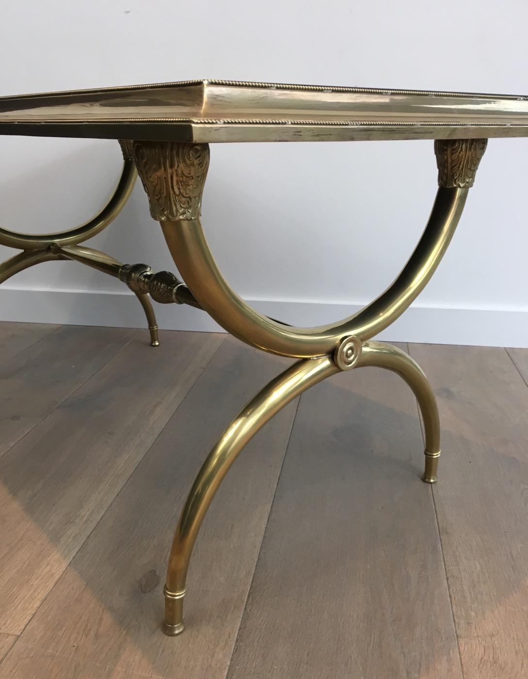 Mid-20th Century Attributed to Raymond Subes, Neoclassical Bronze and Bass Coffee Table For Sale