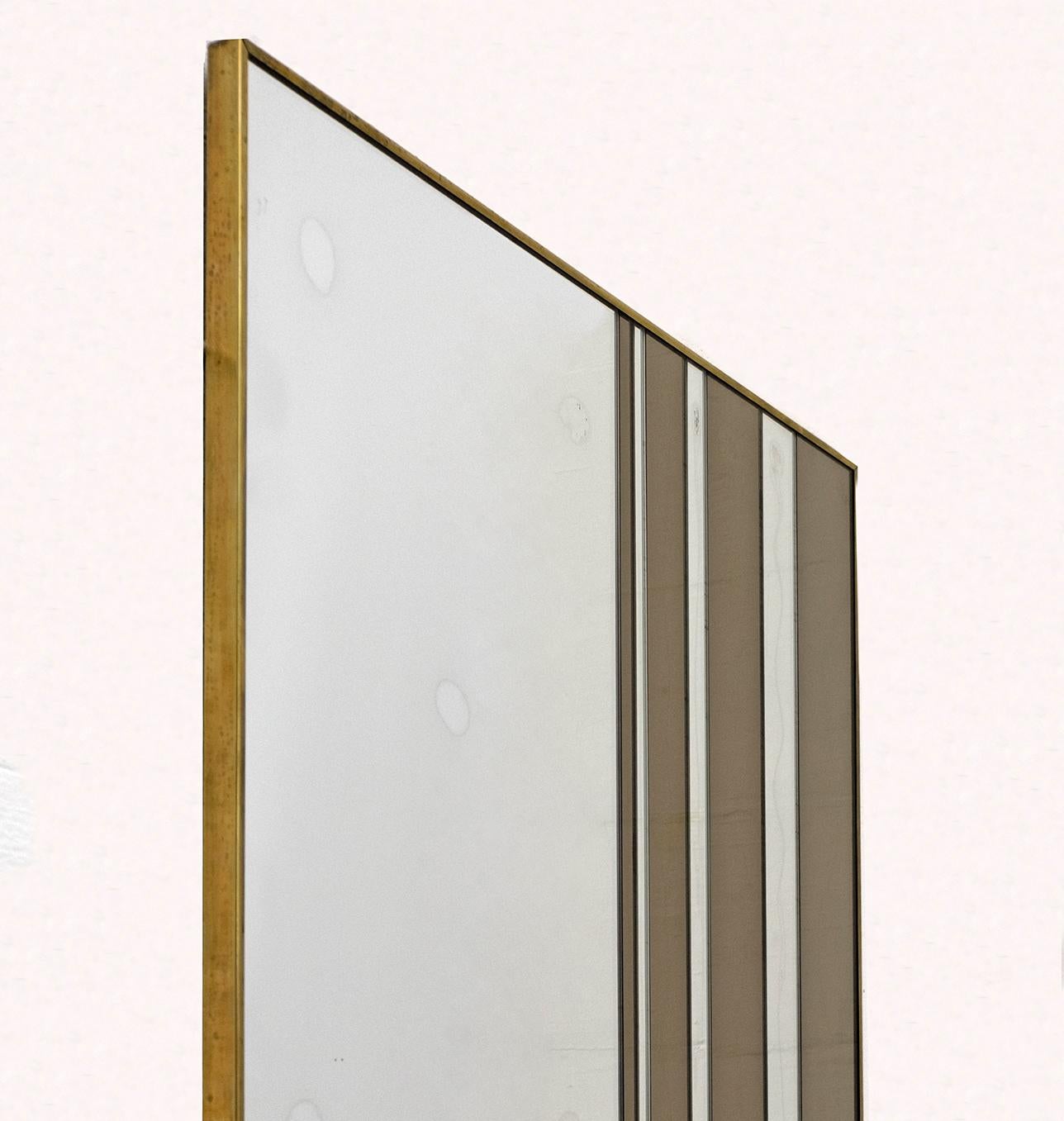 Brass Attributed to Romeo Rega Mid-Century Modern Italian Bicolor Wall Mirror, 1970s For Sale
