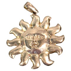 Attributed to Sergio Bustamante, Mexican Sterling Silver Sun Face Pendant, 1990s