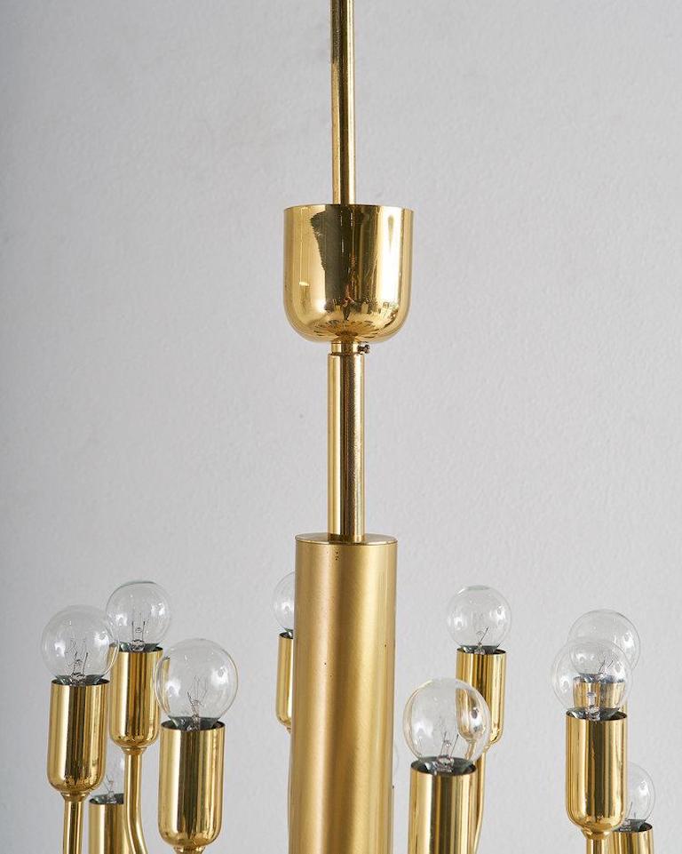 Vintage Brass Chandelier Attributed to Staff Leuchten In Good Condition In Chicago, IL