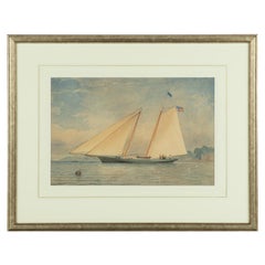 Antique Attributed to Thomas Sewell Robins: The Schooner Yacht America, 1851
