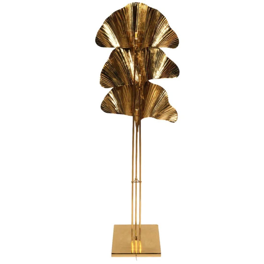 Gilt Attributed to Tommaso Barbi Ginko Floor Lamp
