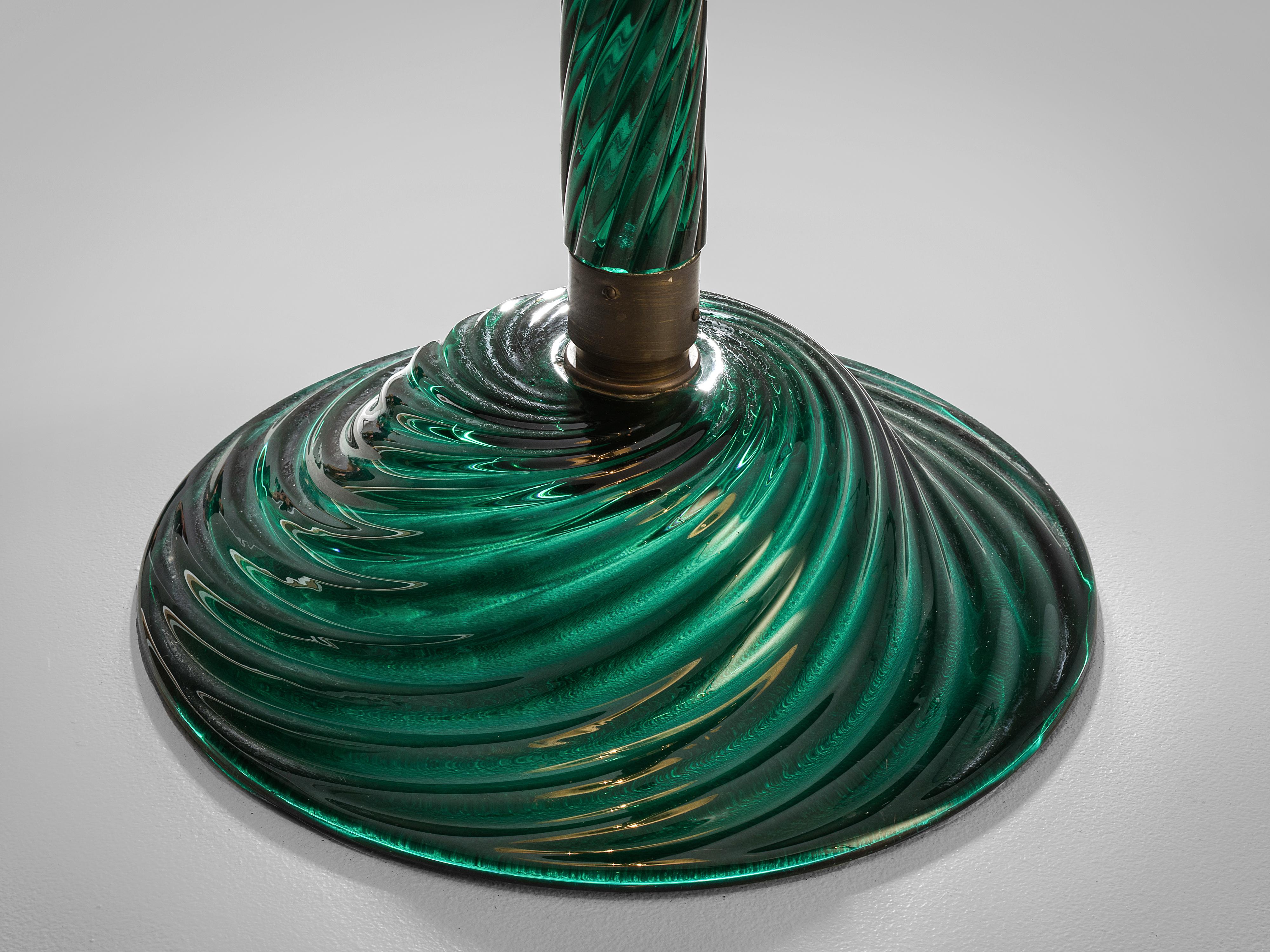 Italian Attributed to Venini Floor Lamp in Green Glass