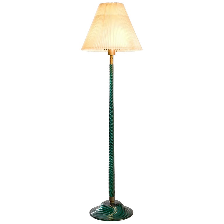 Attributed to Venini Floor Lamp in Green Glass For Sale at 1stDibs
