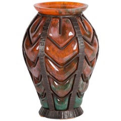 Vase en verre Art Déco attribué aux Verreries D'art Lorrain pour Daum, France