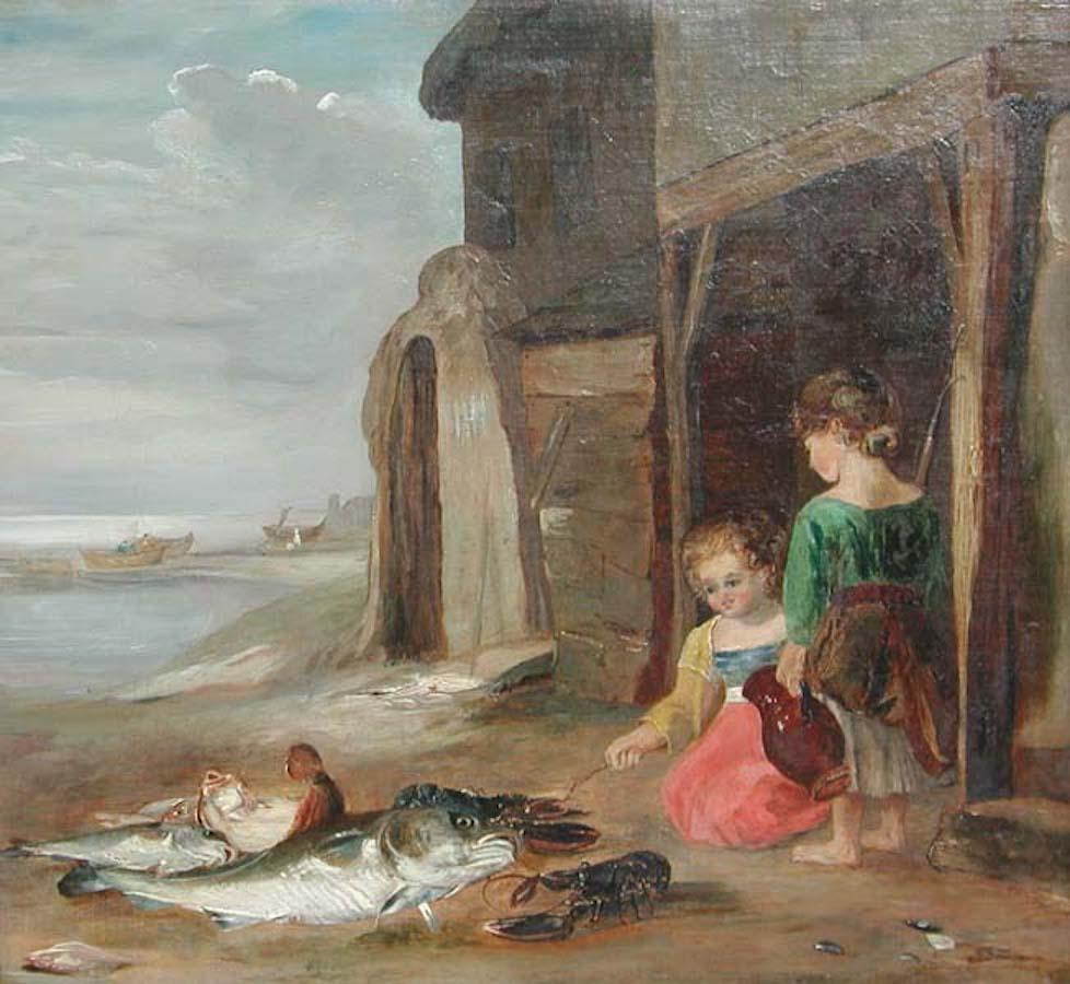 After the Catch, attributed to William Collins - 19th century painting