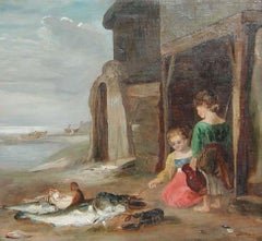 After the Catch, attributed to William Collins - 19th century painting