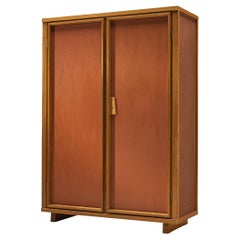 Attributed to Willy Guhl Cubic Wardrobe in Pine and Red Lacquered Doors
