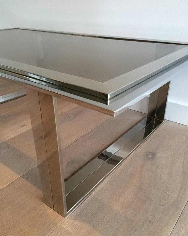 Chrome and Brass Design Coffee Table in the Style of Willy Rizzo. Circa 1970 For Sale 1