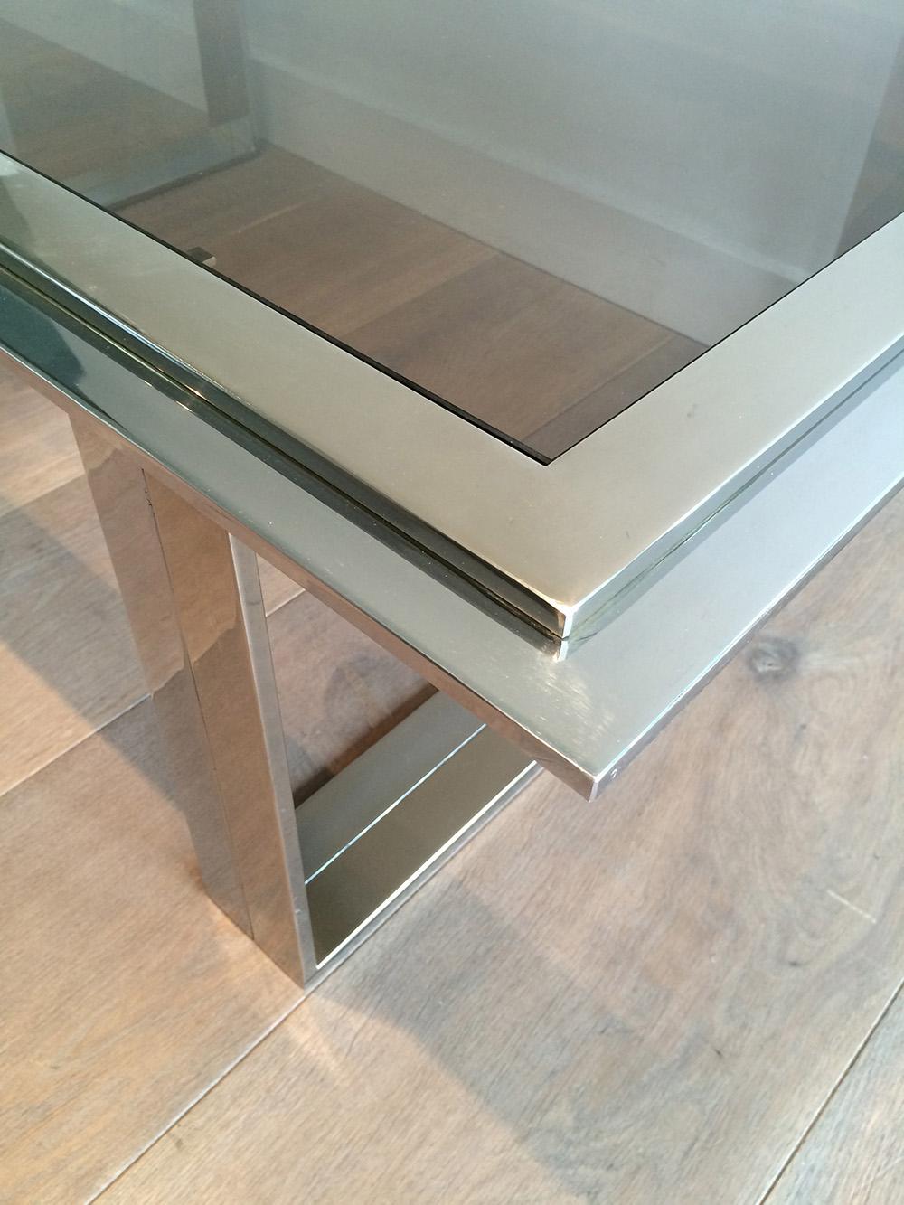 Chrome and Brass Design Coffee Table in the Style of Willy Rizzo. Circa 1970 For Sale 2