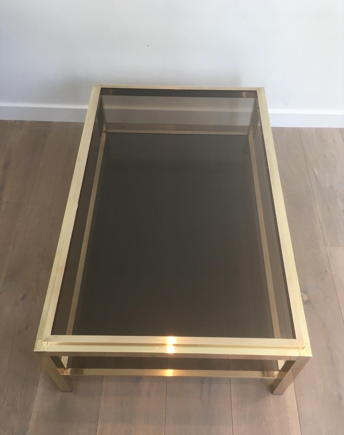 At to Willy Rizzo, Exceptional Very Large Brass Coffee Table, French, circa 1970 6