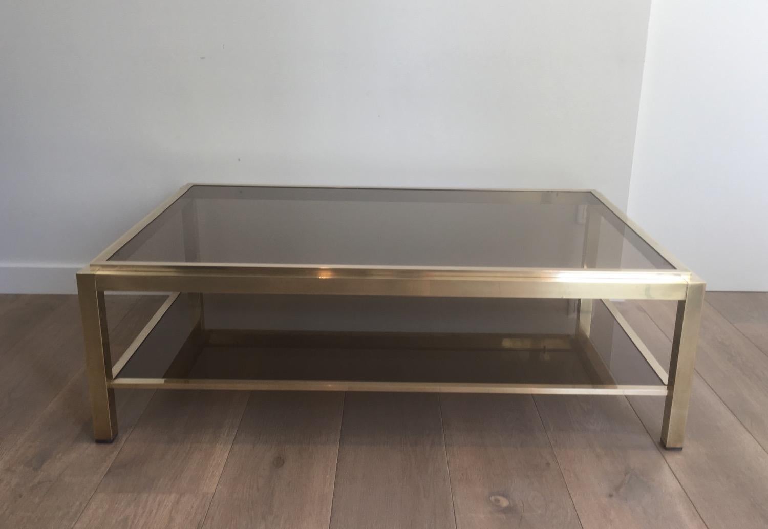 At to Willy Rizzo, Exceptional Very Large Brass Coffee Table, French, circa 1970 7