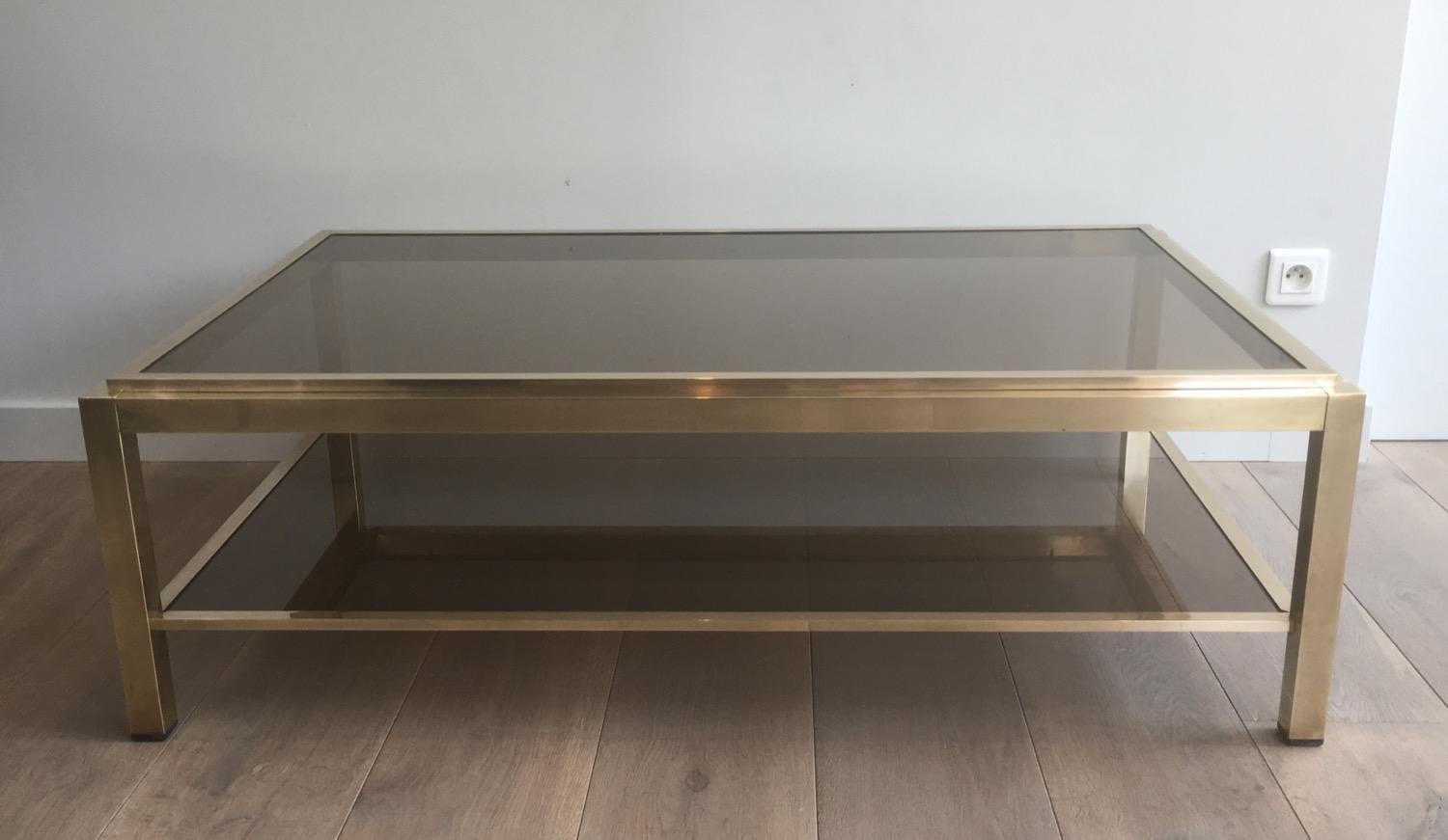 At to Willy Rizzo, Exceptional Very Large Brass Coffee Table, French, circa 1970 9