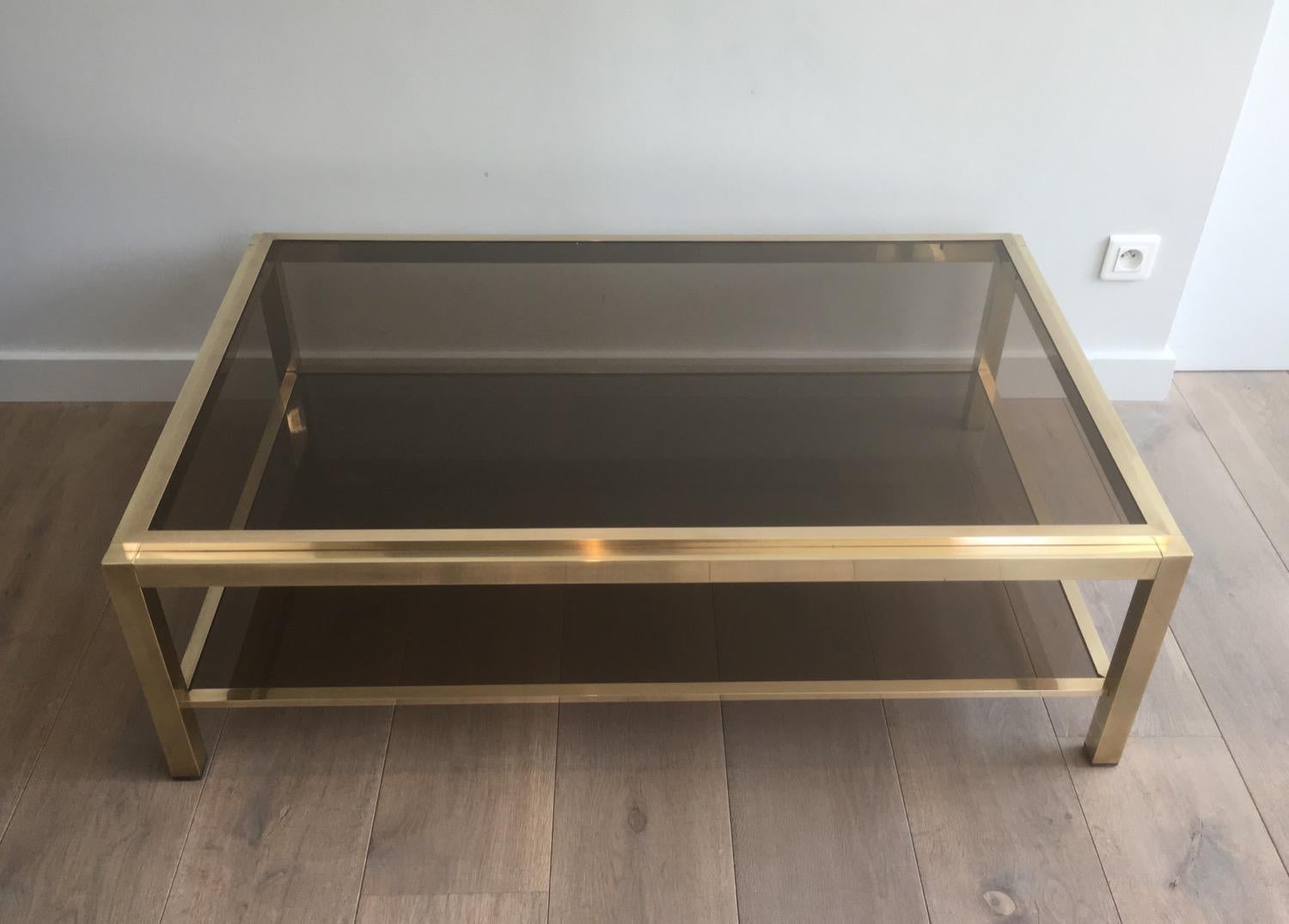 At to Willy Rizzo, Exceptional Very Large Brass Coffee Table, French, circa 1970 10