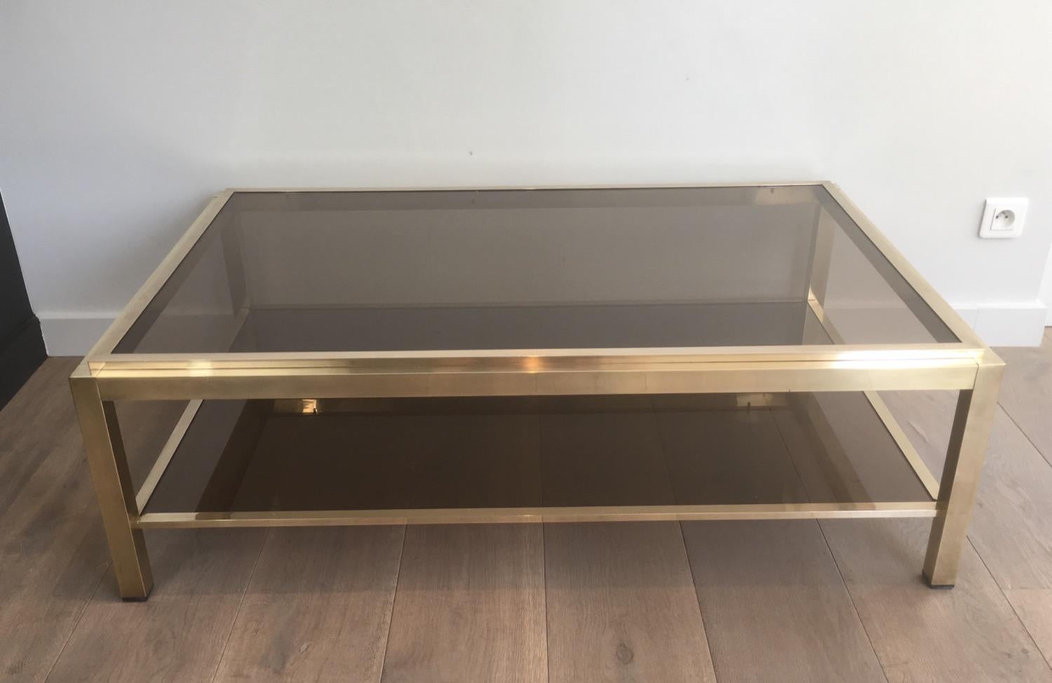 At to Willy Rizzo, Exceptional Very Large Brass Coffee Table, French, circa 1970 2