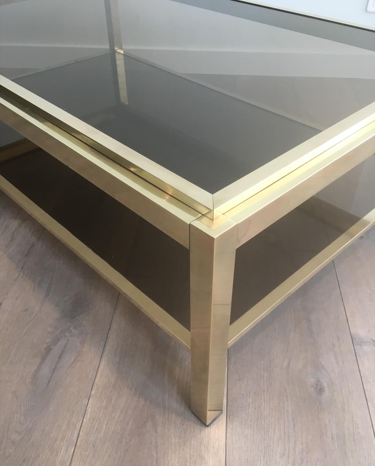 At to Willy Rizzo, Exceptional Very Large Brass Coffee Table, French, circa 1970 3