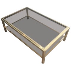 At to Willy Rizzo, Exceptional Very Large Brass Coffee Table, French, circa 1970