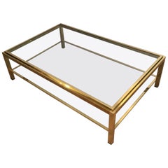 Attributed to Willy Rizzo, Modernist Rectangular Brass Coffee Table