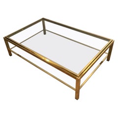 Attributed to Willy Rizzo, Modernist Rectangular Brass Coffee Table