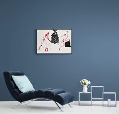 «Twins I», litografía en color contemporánea, firmada, de un conocido artista indio