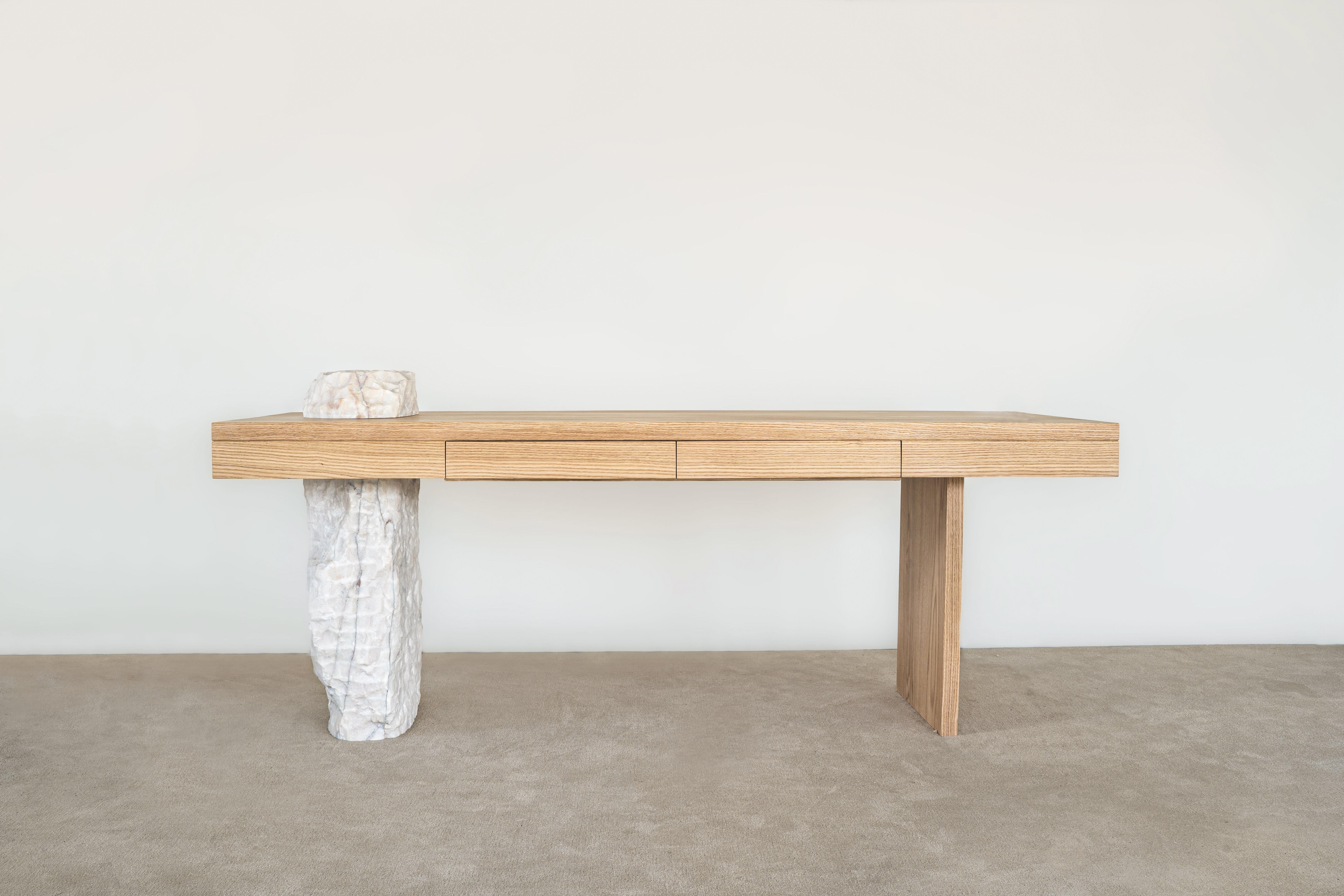 Atus Desk by Bea Interiors
One of a Kind.
Dimensions: D 91 x W 204 x H 79 cm.
Materials: Solid white oak and marble.

Atus desk is a stunning addition to any home office. By incorporating elements of nature into its design, this desk beautifully