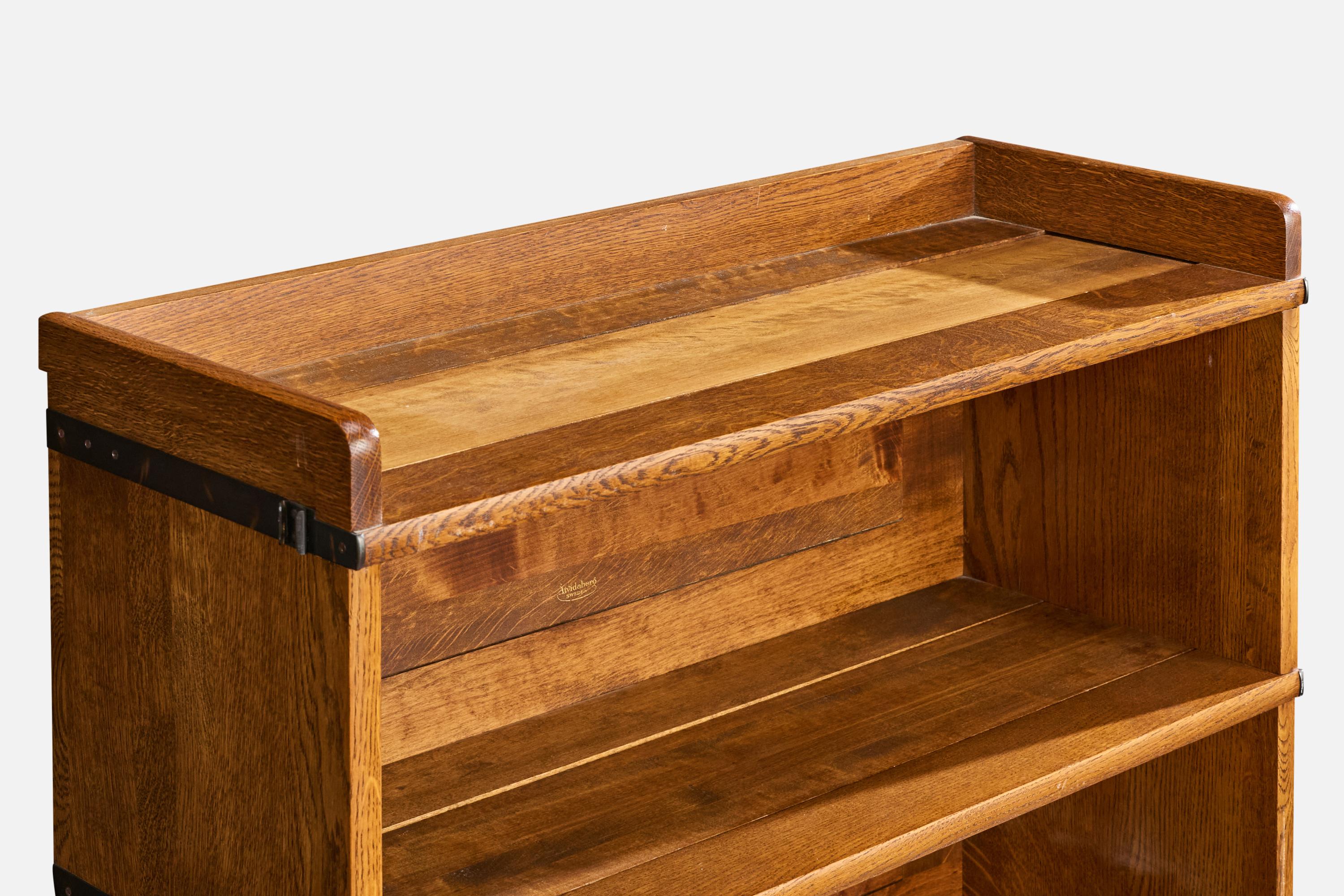 Swedish Åtvidaberg, Bookcase, Pine, Iron, Sweden, 1940s For Sale