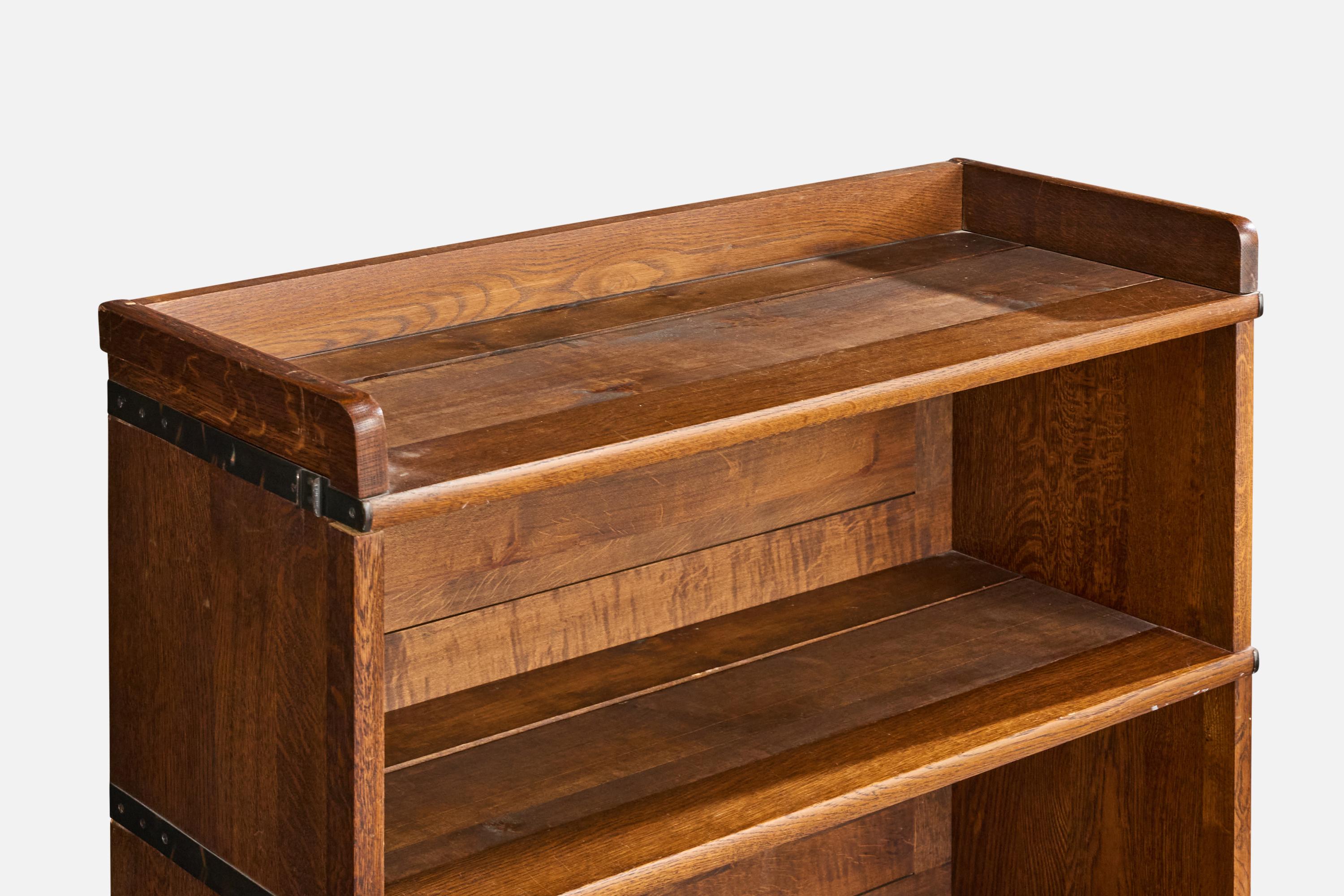 Swedish Åtvidaberg, Bookcase, Pine, Iron, Sweden, 1940s For Sale