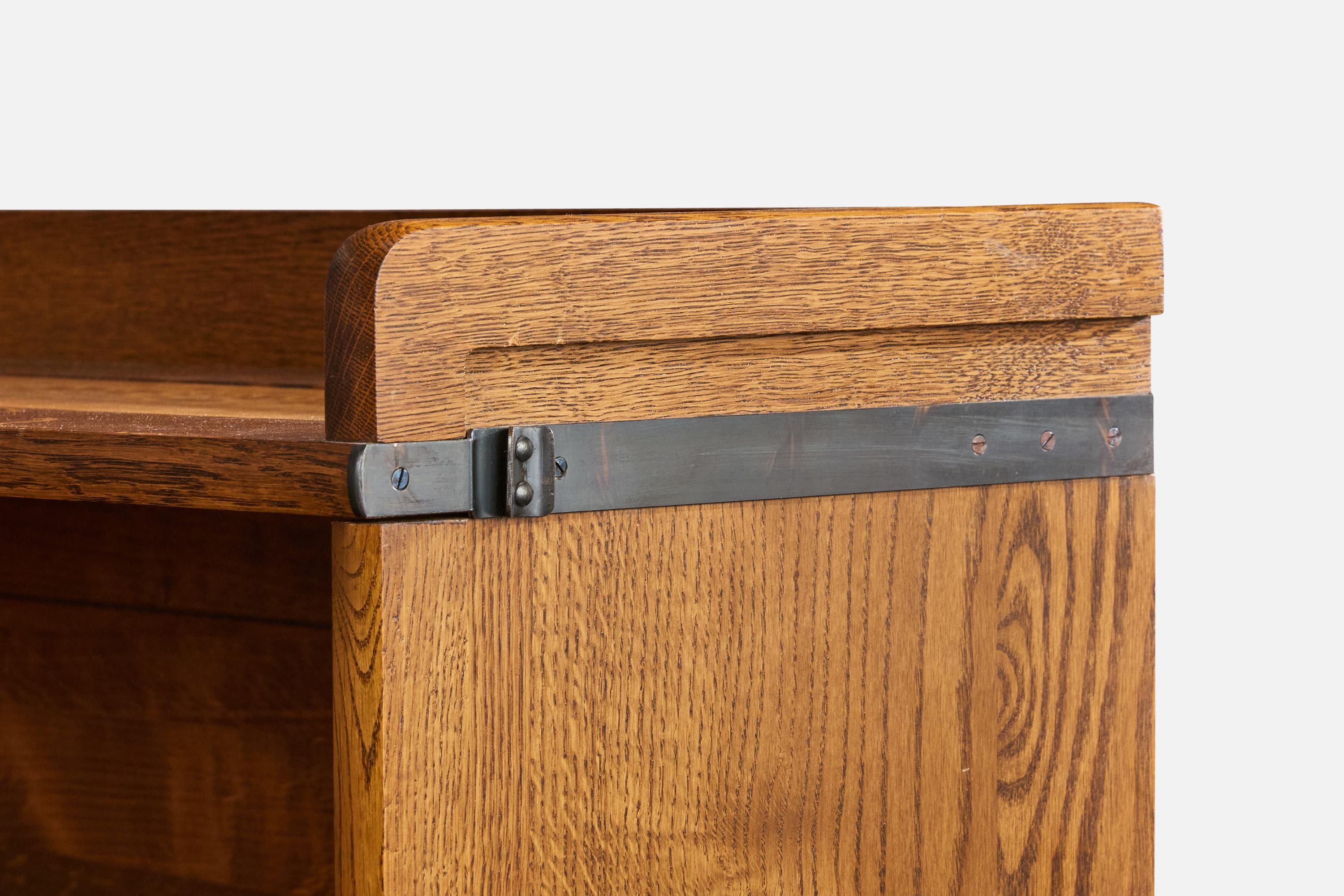 Mid-20th Century Åtvidaberg, Bookcase, Pine, Iron, Sweden, 1940s For Sale