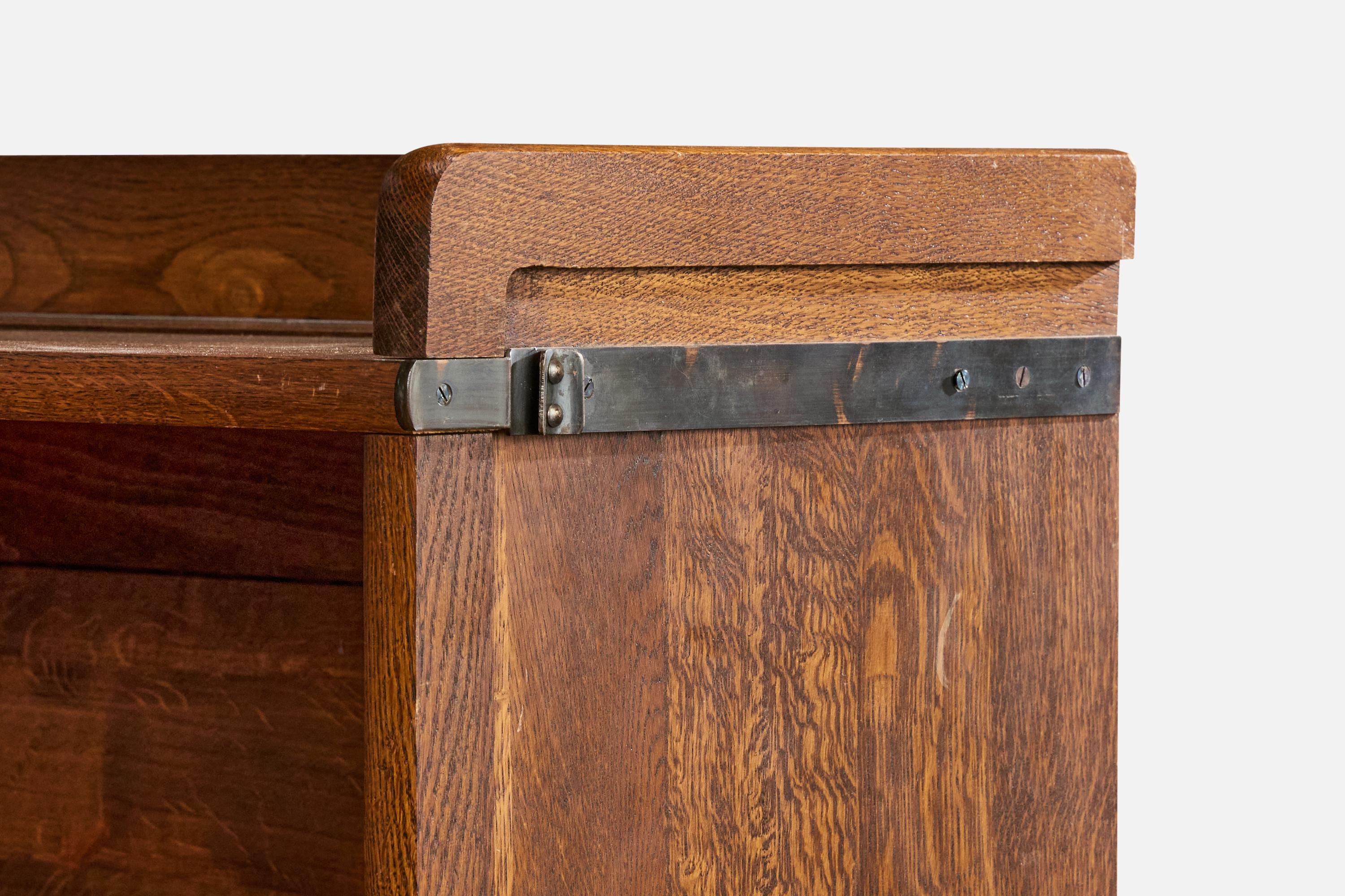 Mid-20th Century Åtvidaberg, Bookcase, Pine, Iron, Sweden, 1940s For Sale