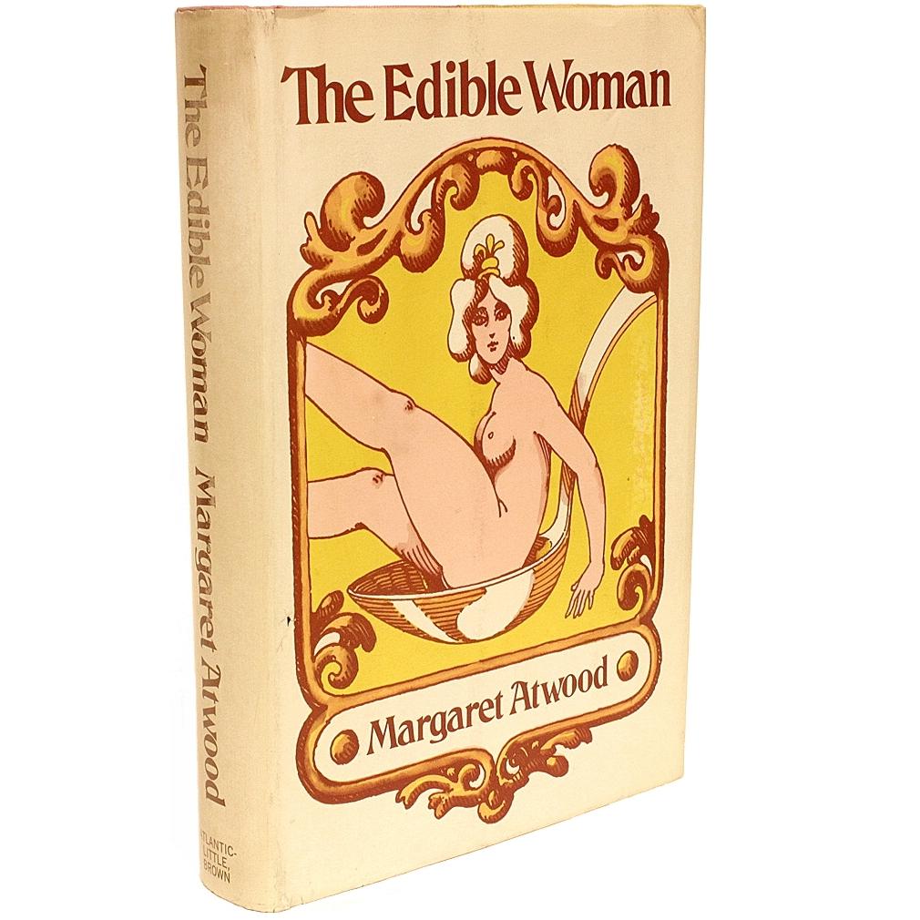 AUTHOR: ATWOOD, Margaret. 

TITLE: The Edible Woman. Boston: Little, Brown & Co., 1969.

DESCRIPTION: FIRST AMERICAN EDITION PRESENTATION COPY. 1 vol., publisher's original pink cloth backed boards, gilt lettered spine, inscribed by Atwood on