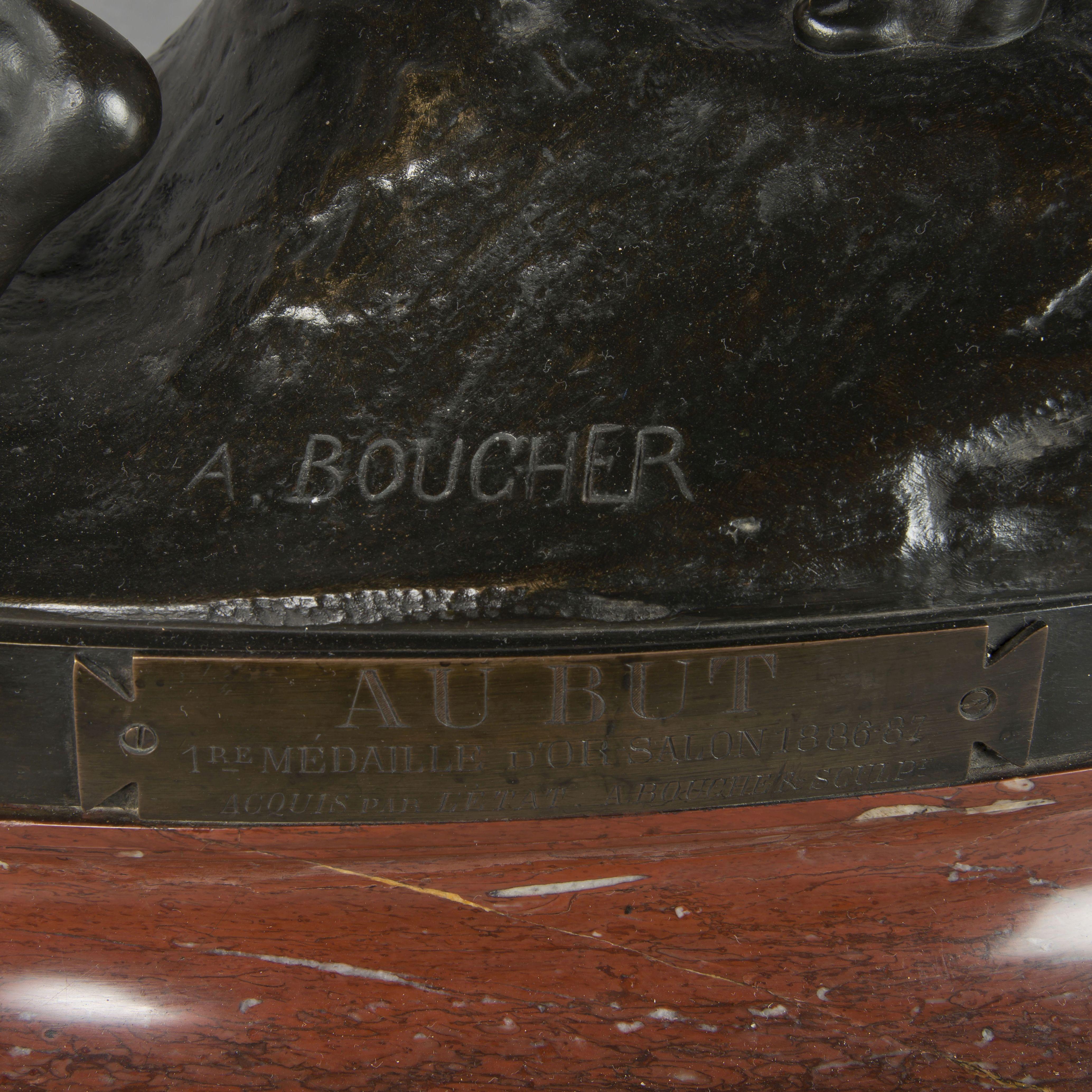 19th Century 'Au But' a Patinated Bronze Figural Group by Alfred Boucher. French, 1890