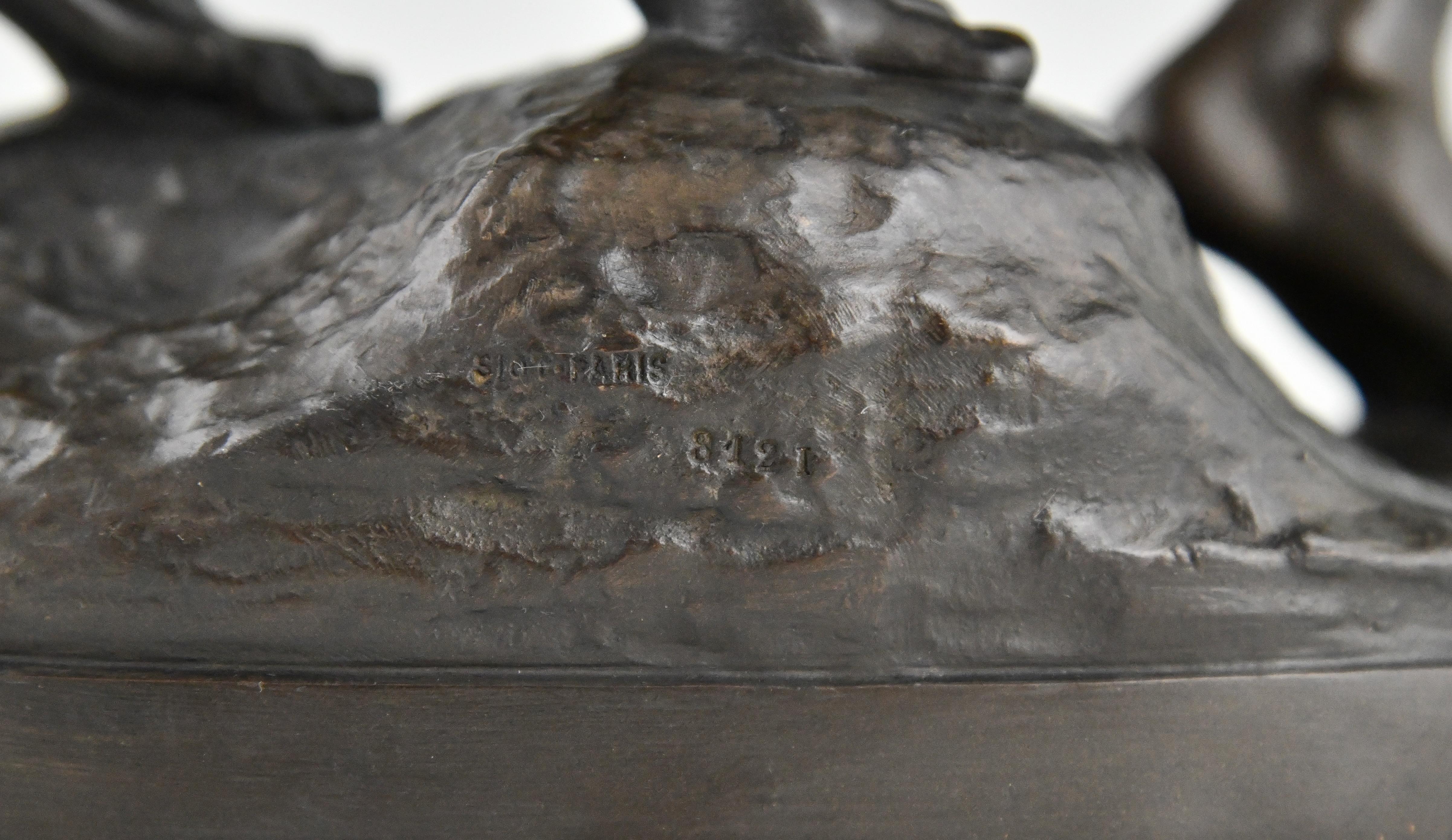 Scultura in bronzo Au But 3 nudi corridori di Alfred Boucher & Siot Foundry 1890. in vendita 3