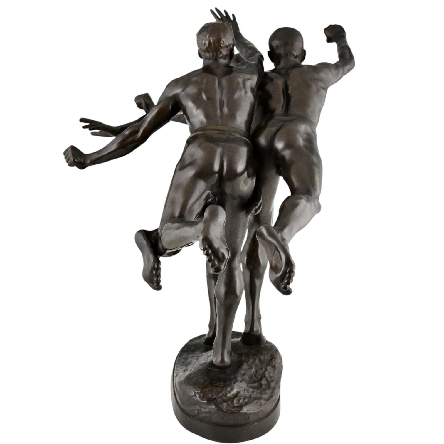 Fine XIX secolo Scultura in bronzo Au But 3 nudi corridori di Alfred Boucher & Siot Foundry 1890. in vendita