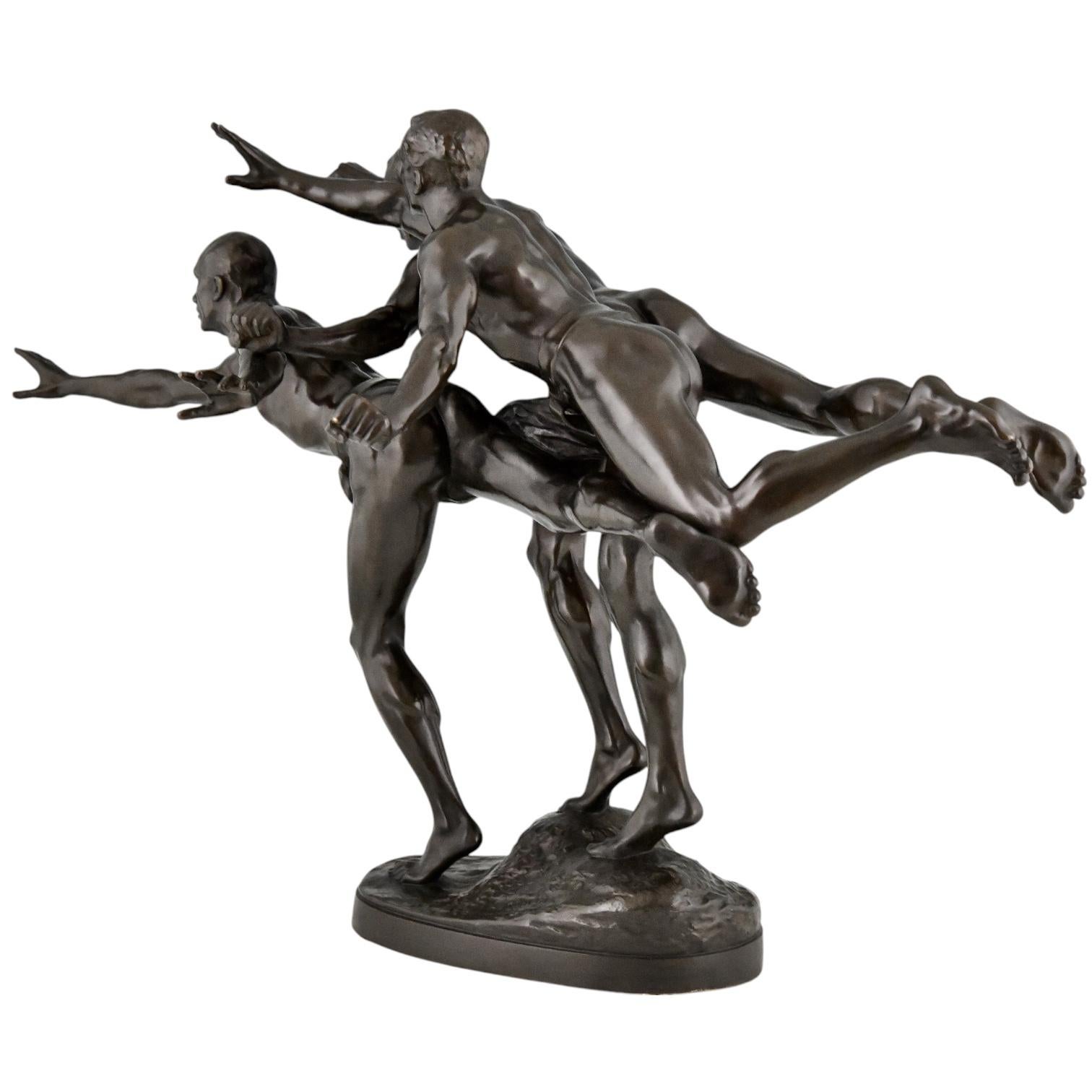 Bronzo Scultura in bronzo Au But 3 nudi corridori di Alfred Boucher & Siot Foundry 1890. in vendita