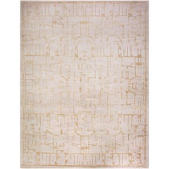 21st Century Au Courant Handmade Wool and Silk Rug in Beige and Gold
