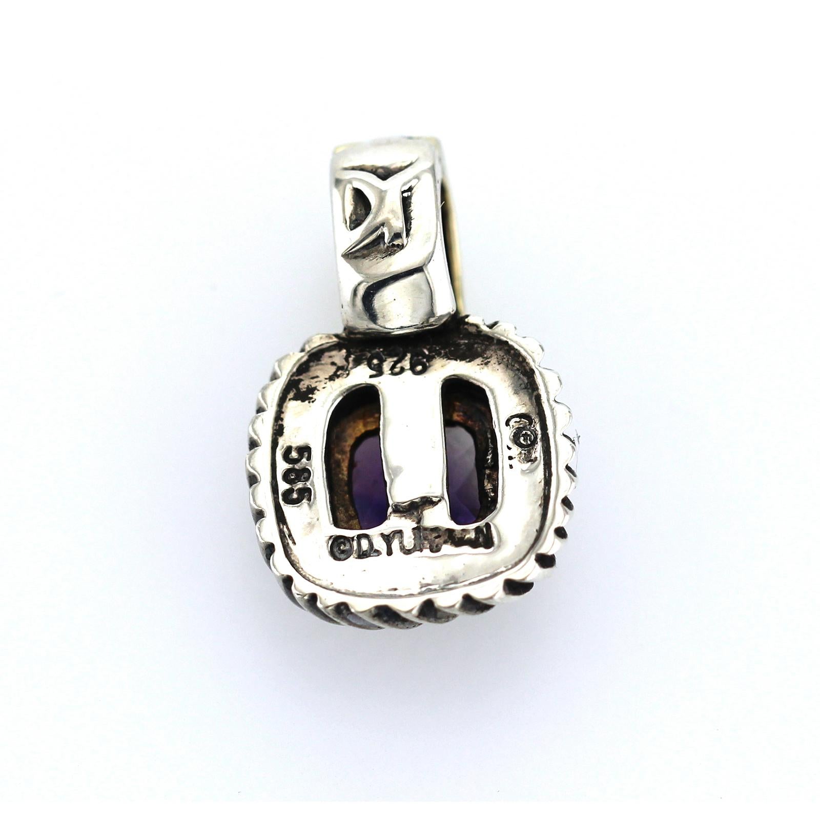 da uomo o donna A David Yurman Ciondolo in argento 925 e oro giallo 14 carati con ametista Albion in vendita